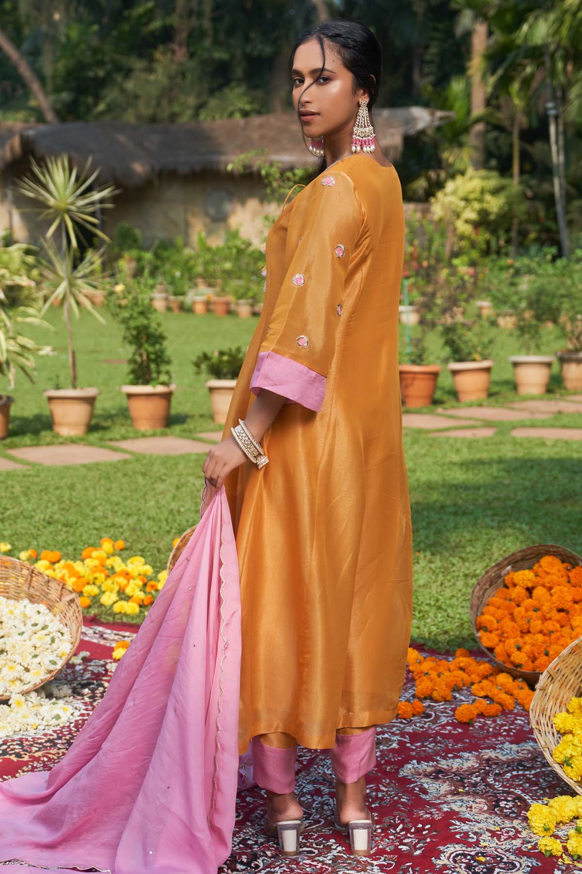 Tissue Embroidered Kurta Set