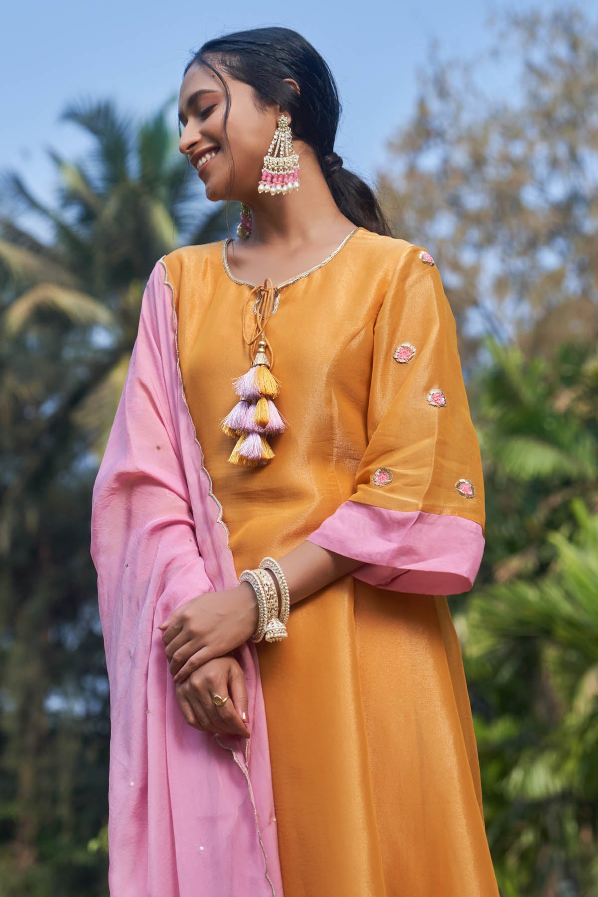 Tissue Embroidered Kurta Set