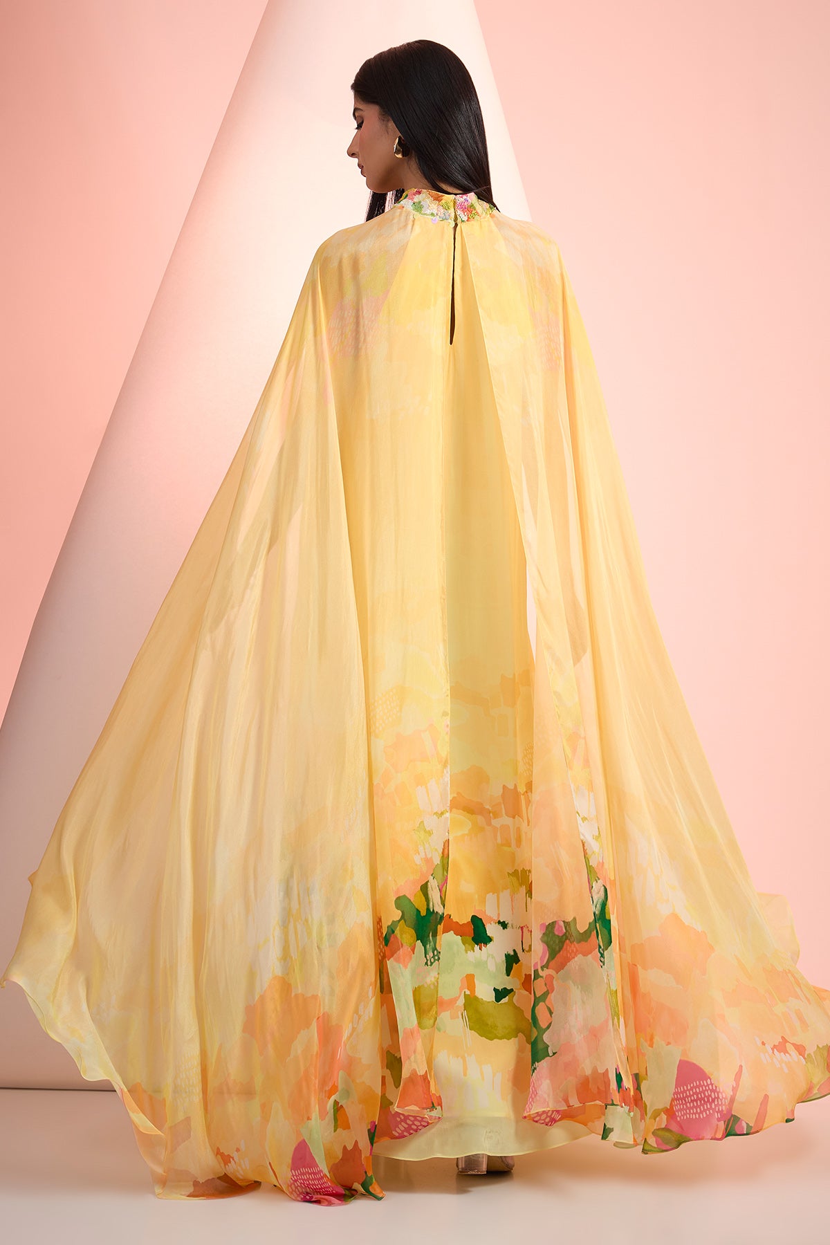 Yellow Embroidered Print Dress