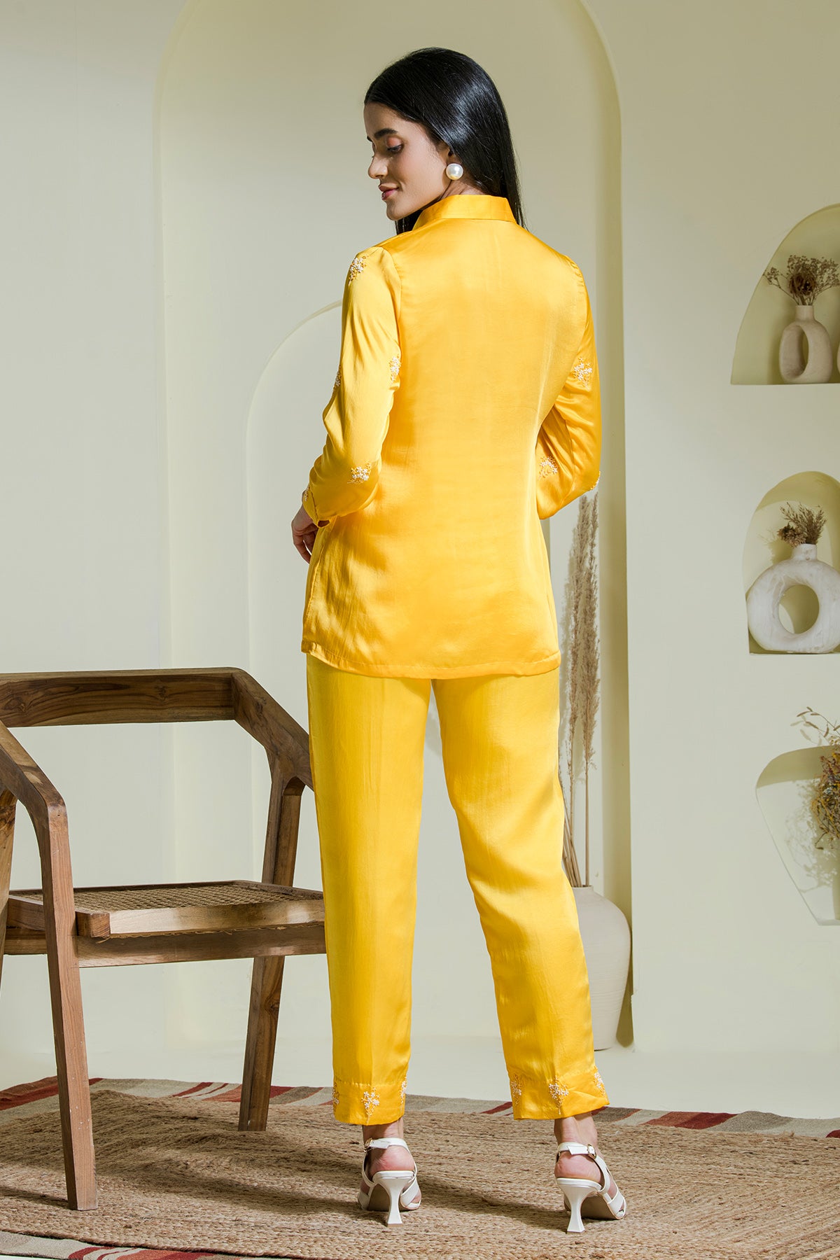Yellow Embroidered Shirt & Pants