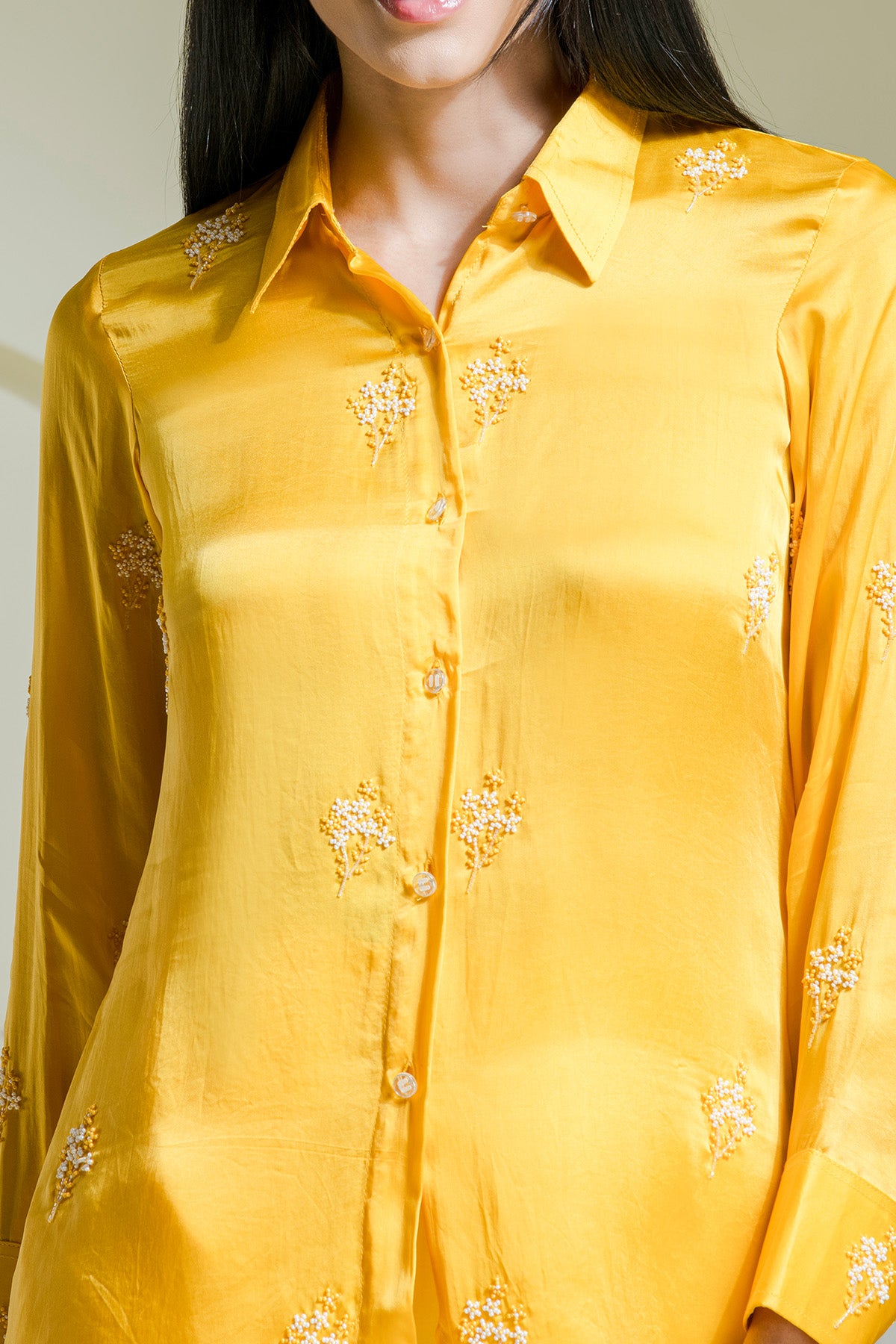Yellow Embroidered Shirt & Pants