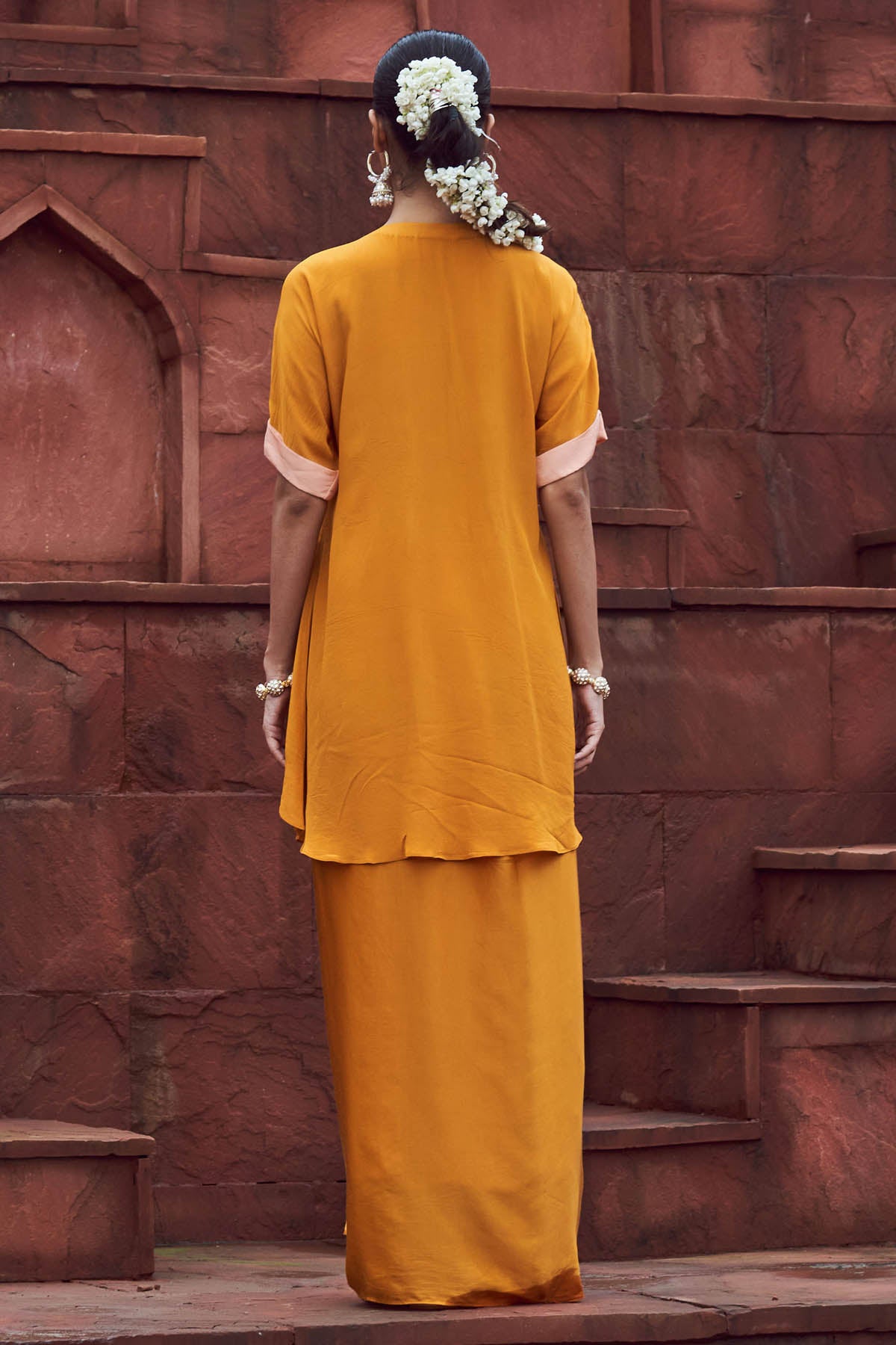 Yellow Embroidered Top & Dhoti
