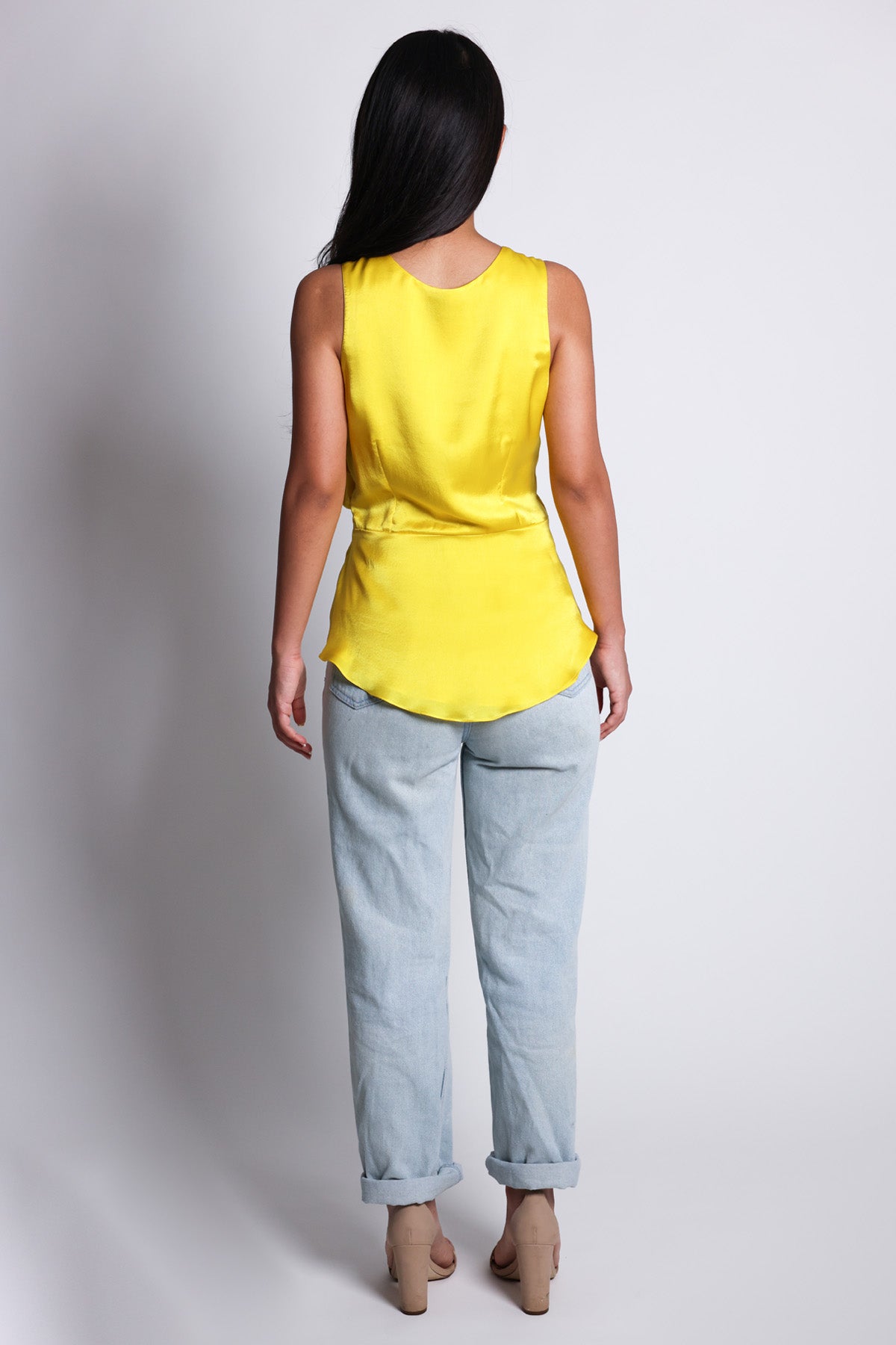 Yellow Enwrap Sleeveless Top