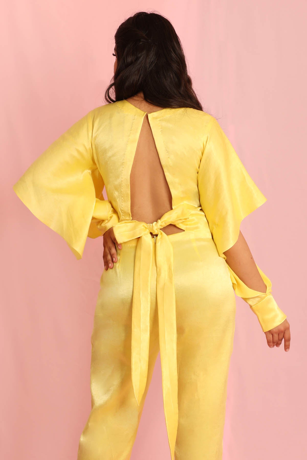 Yellow Flare Sleeves Jumpsuit