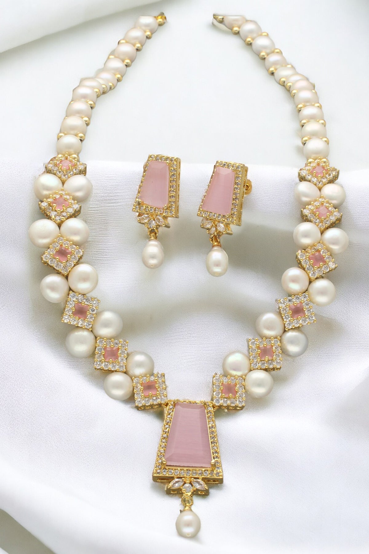 Yellow Flat Pearl Jewellery Set