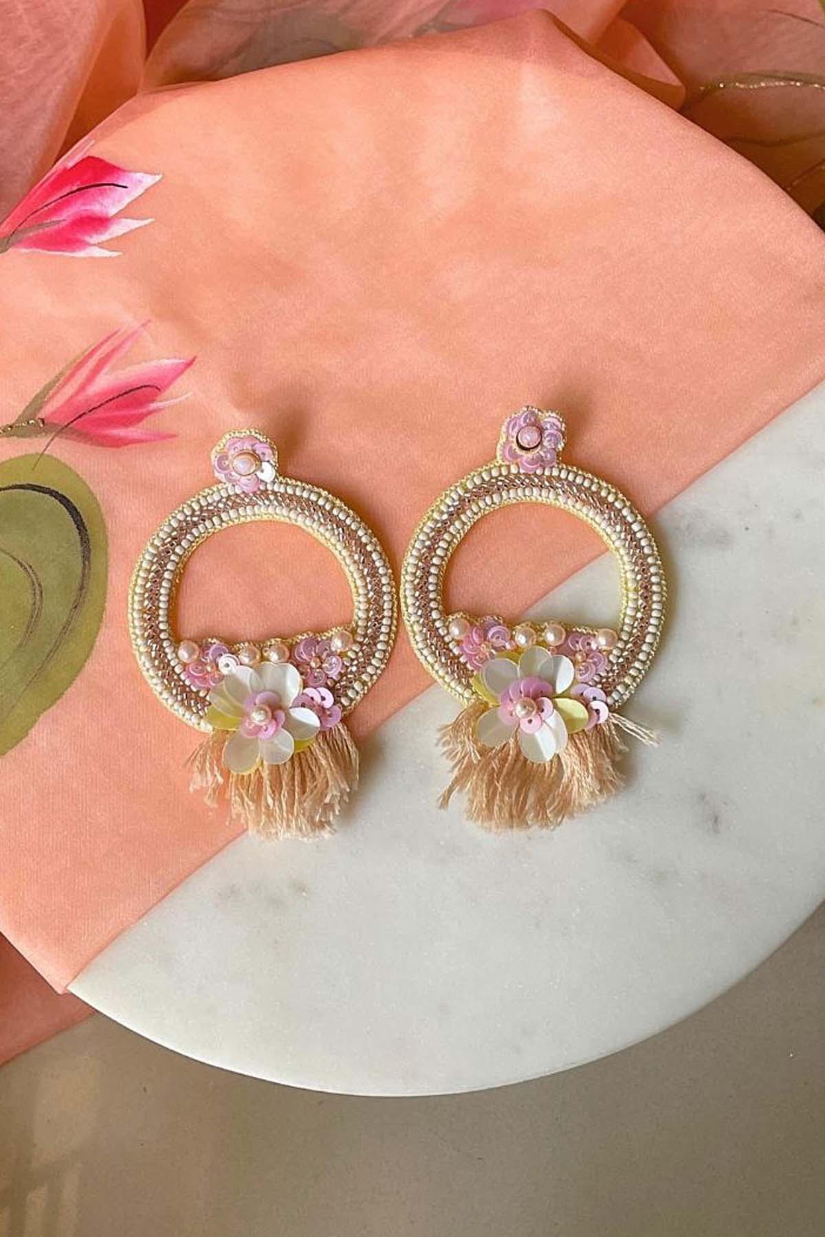 Deeya The Fashion House Yellow Floral Danglers Earrings Jewellery online at ScrollnShops