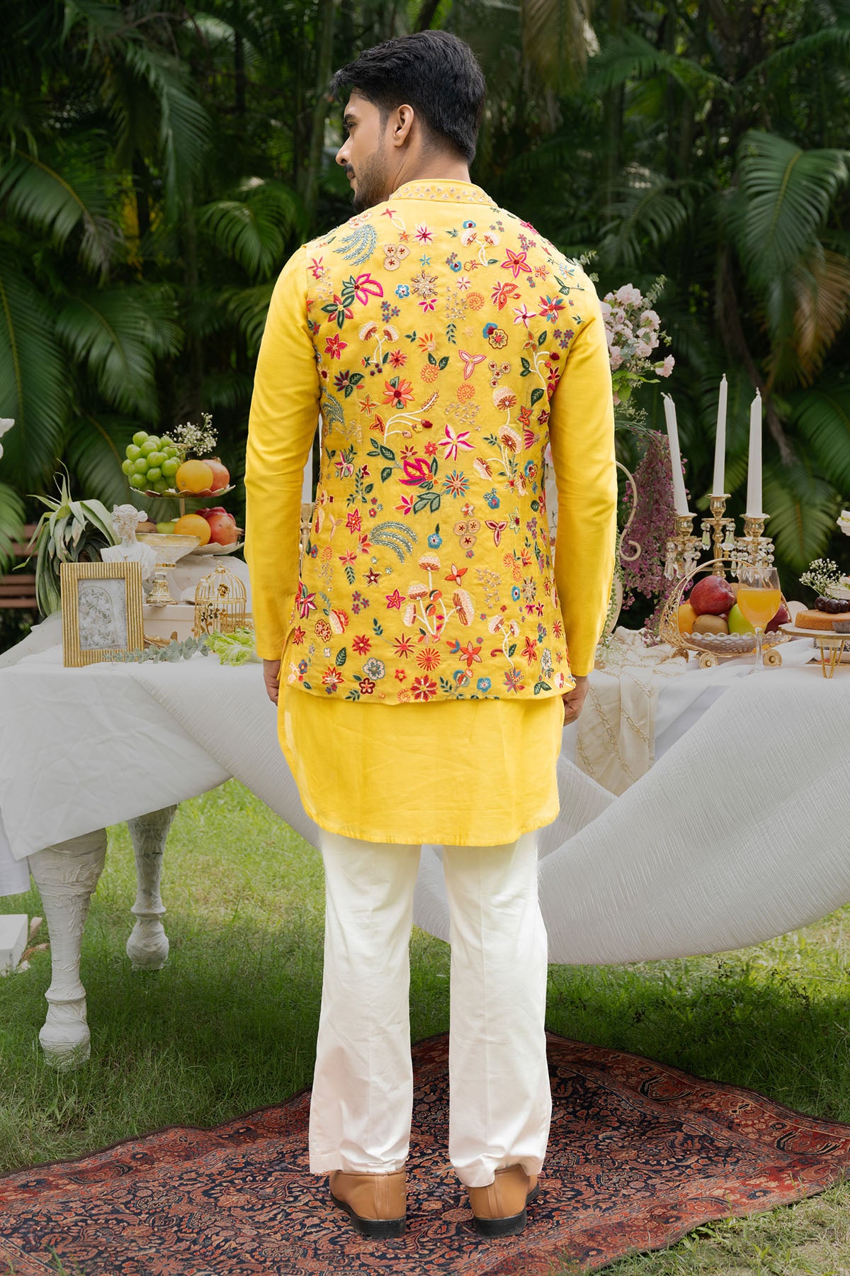 Yellow Floral Detail Kurta Set