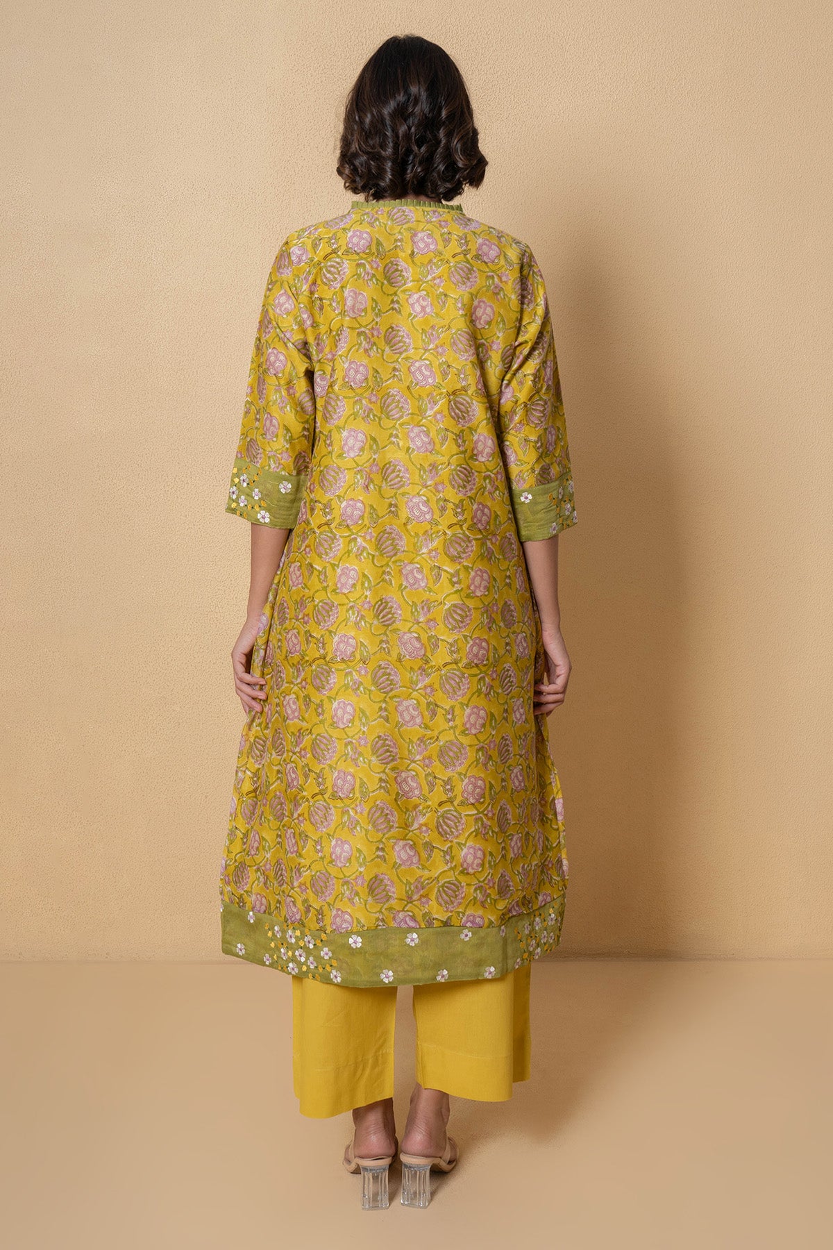 Yellow Floral Kurta And Pants
