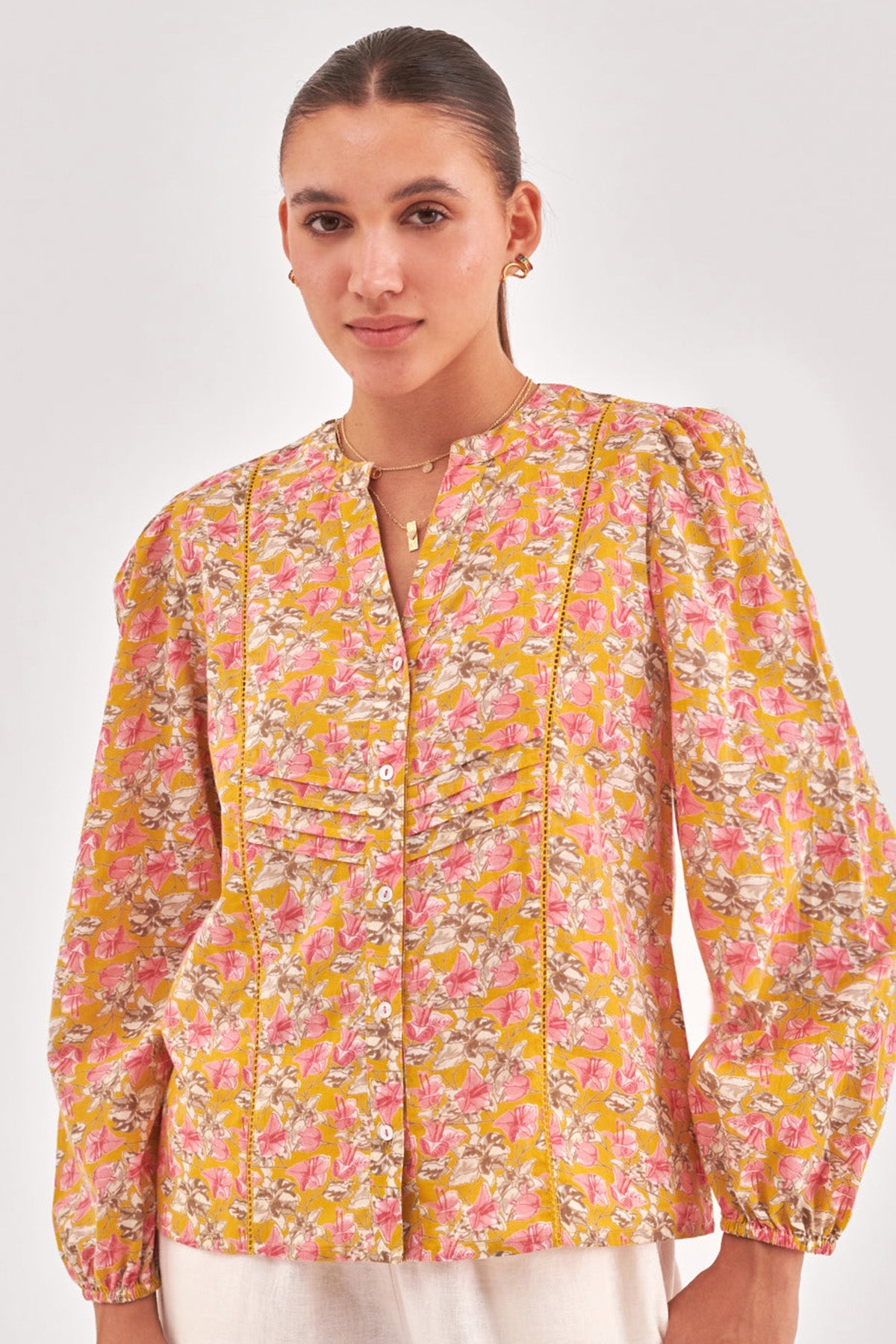 Buy Yellow Floral Lace Inserts Top for Women by Qomn Designer online available at scrollnshops