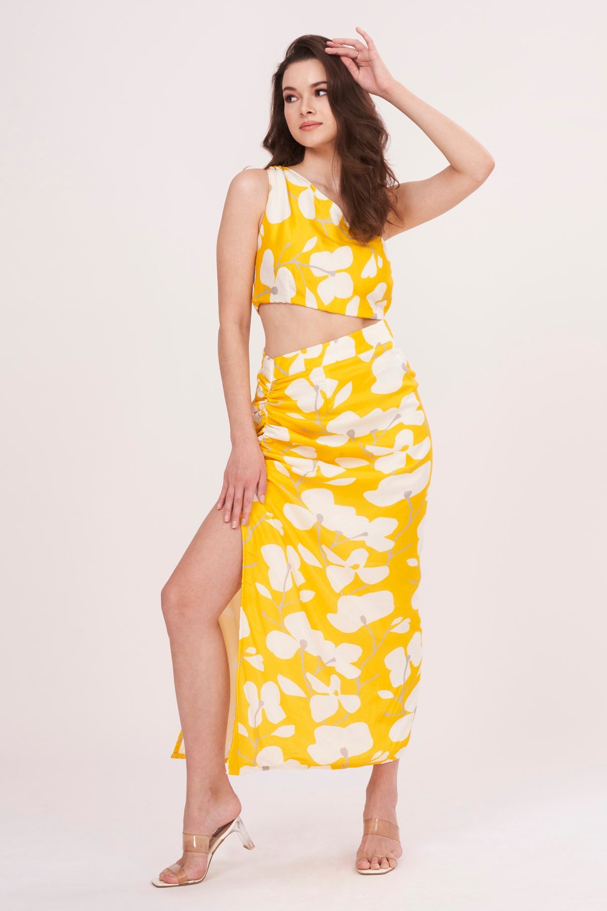 Buy Designer Yellow Floral Muslin Co-ord Set for Women Online