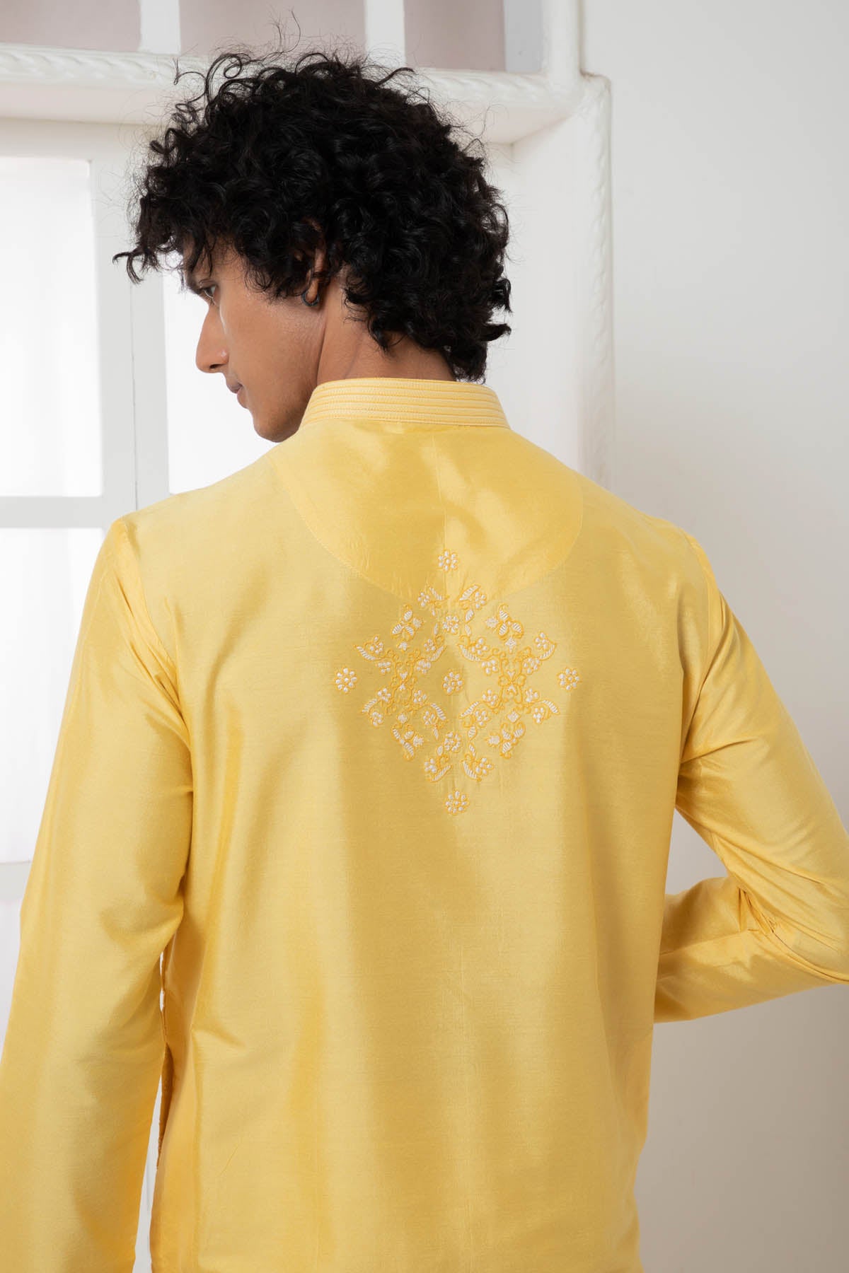 Yellow Floral Thread Kurta Set
