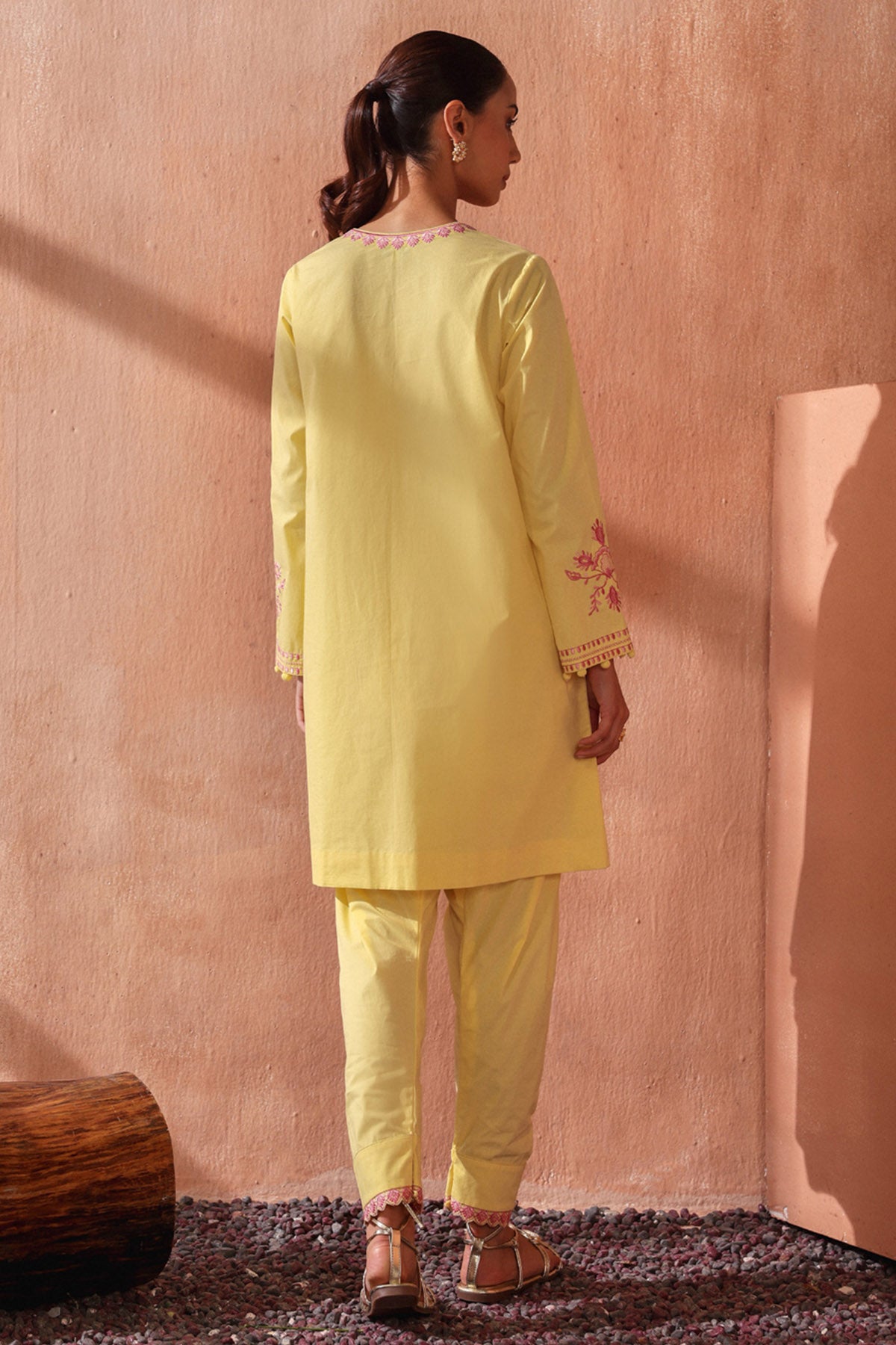 Yellow Floral Work Kurta Set