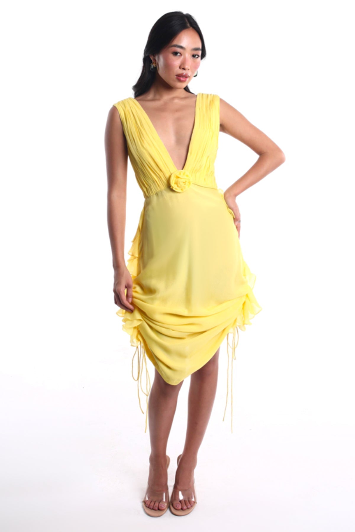 Buy Yellow Flower Detailed Dress for women by GKDedit online available at scrollnshops
