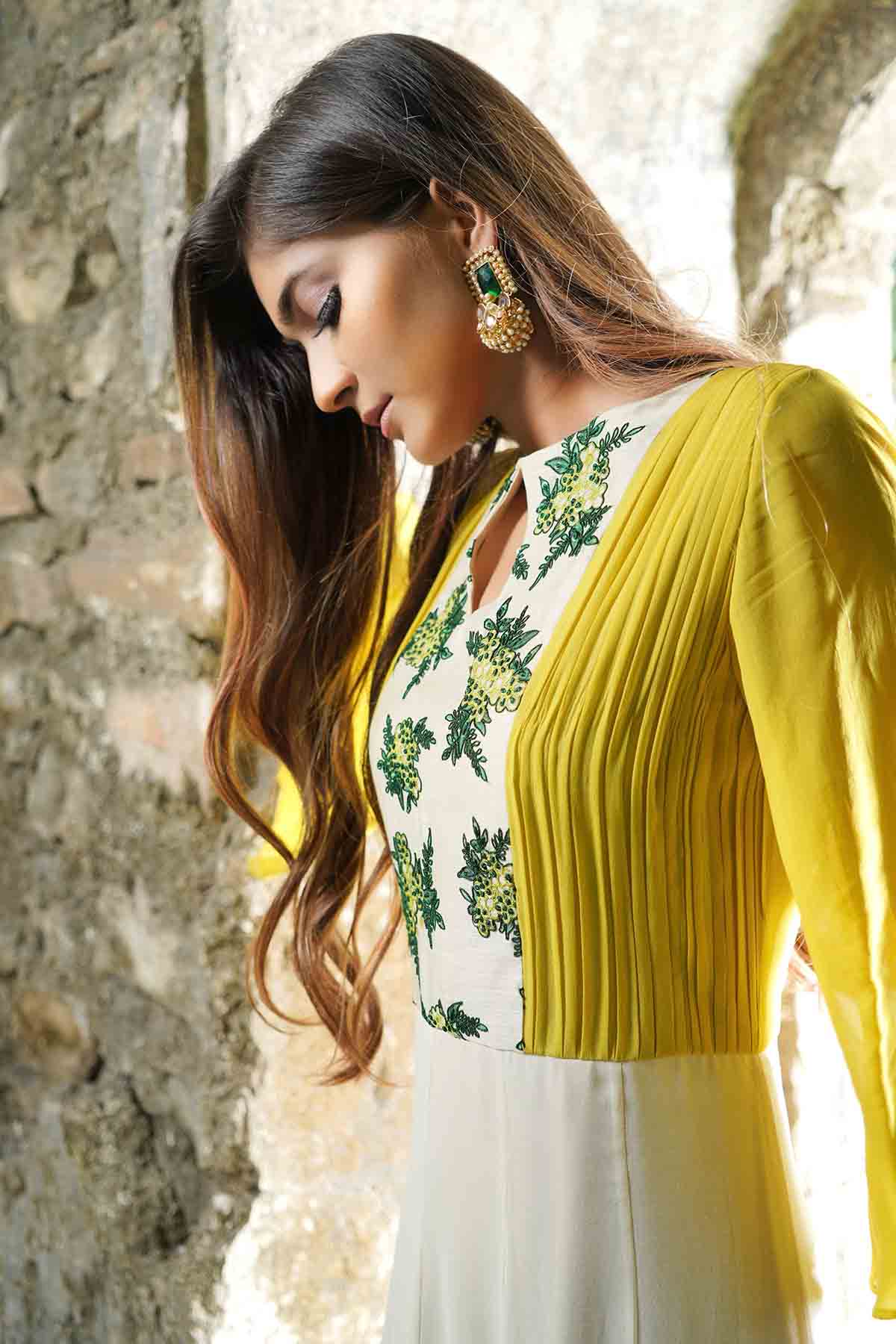 Yellow French Knot Midi Dress