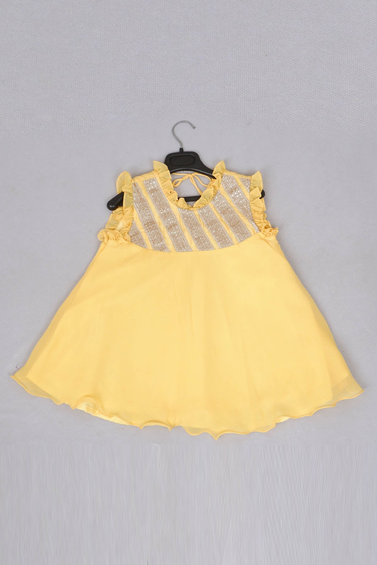 Designer Little Brats Yellow Frilled Dress For Kids Available online at ScrollnShops