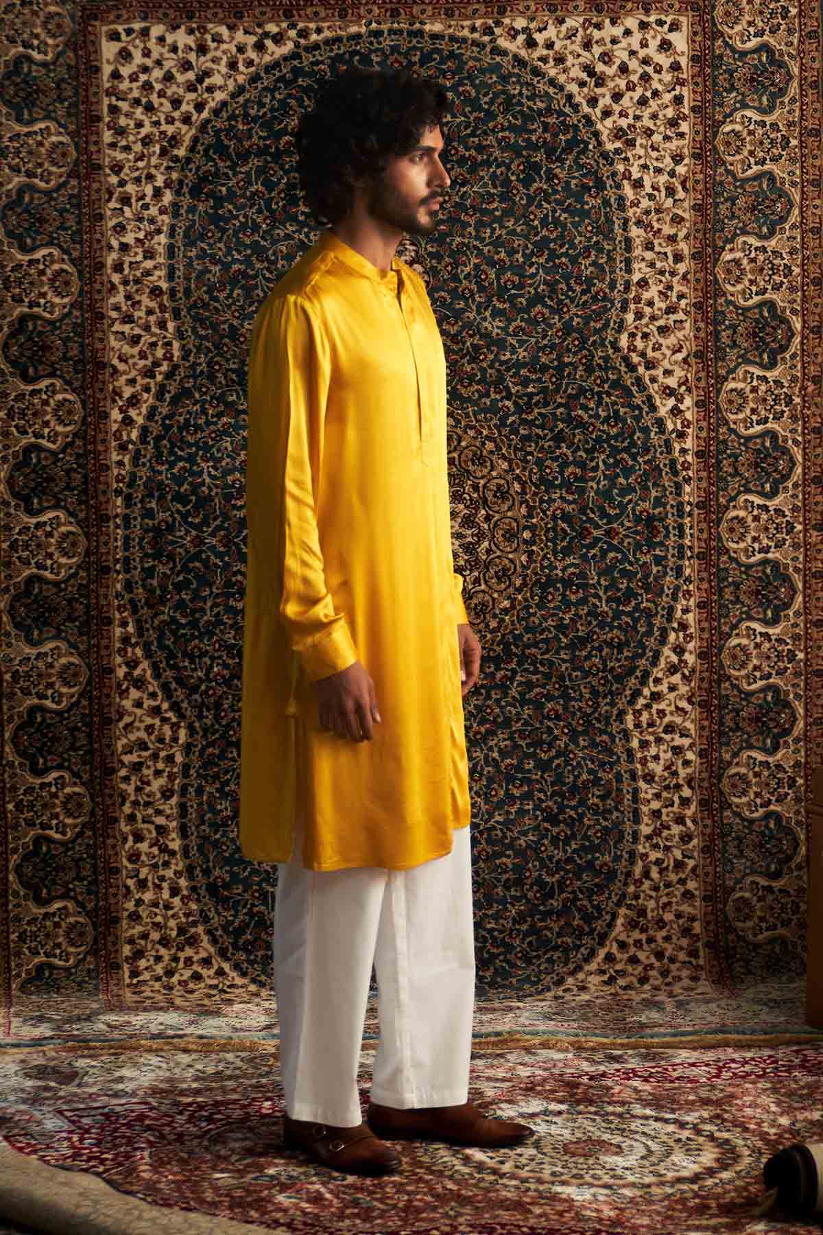 Yellow Full Sleeves Kurta Set