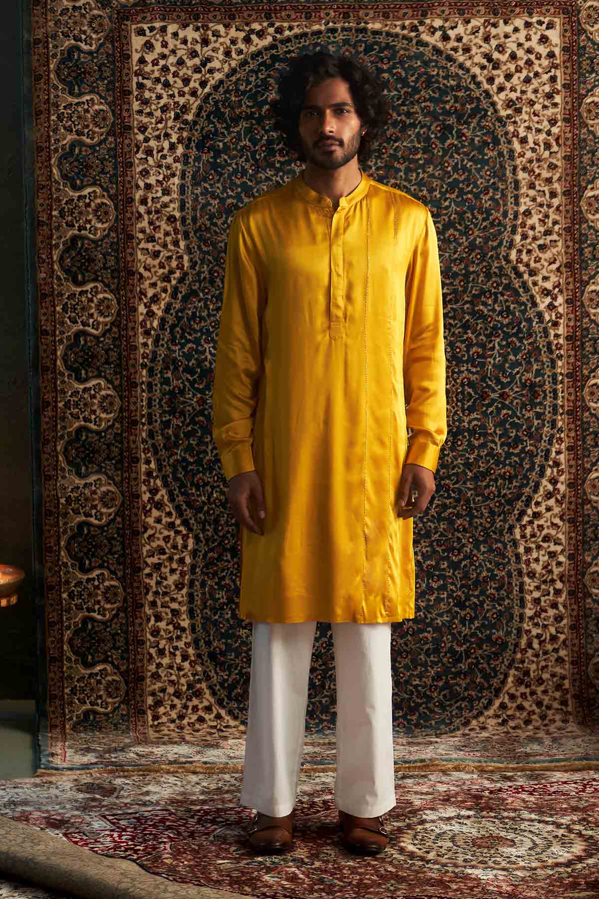 Buy Yellow Full Sleeves Kurta Set Online