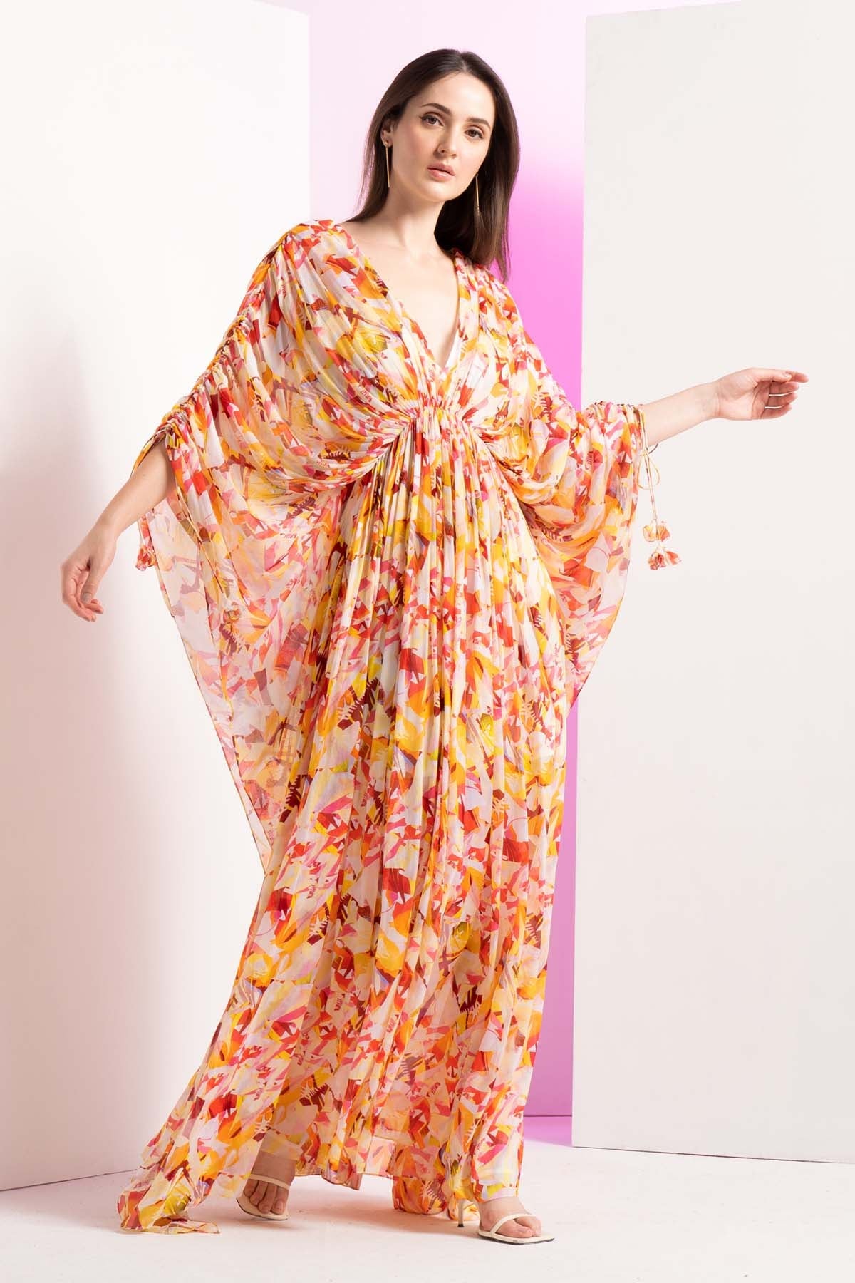Yellow Geometric Pattern Kaftan