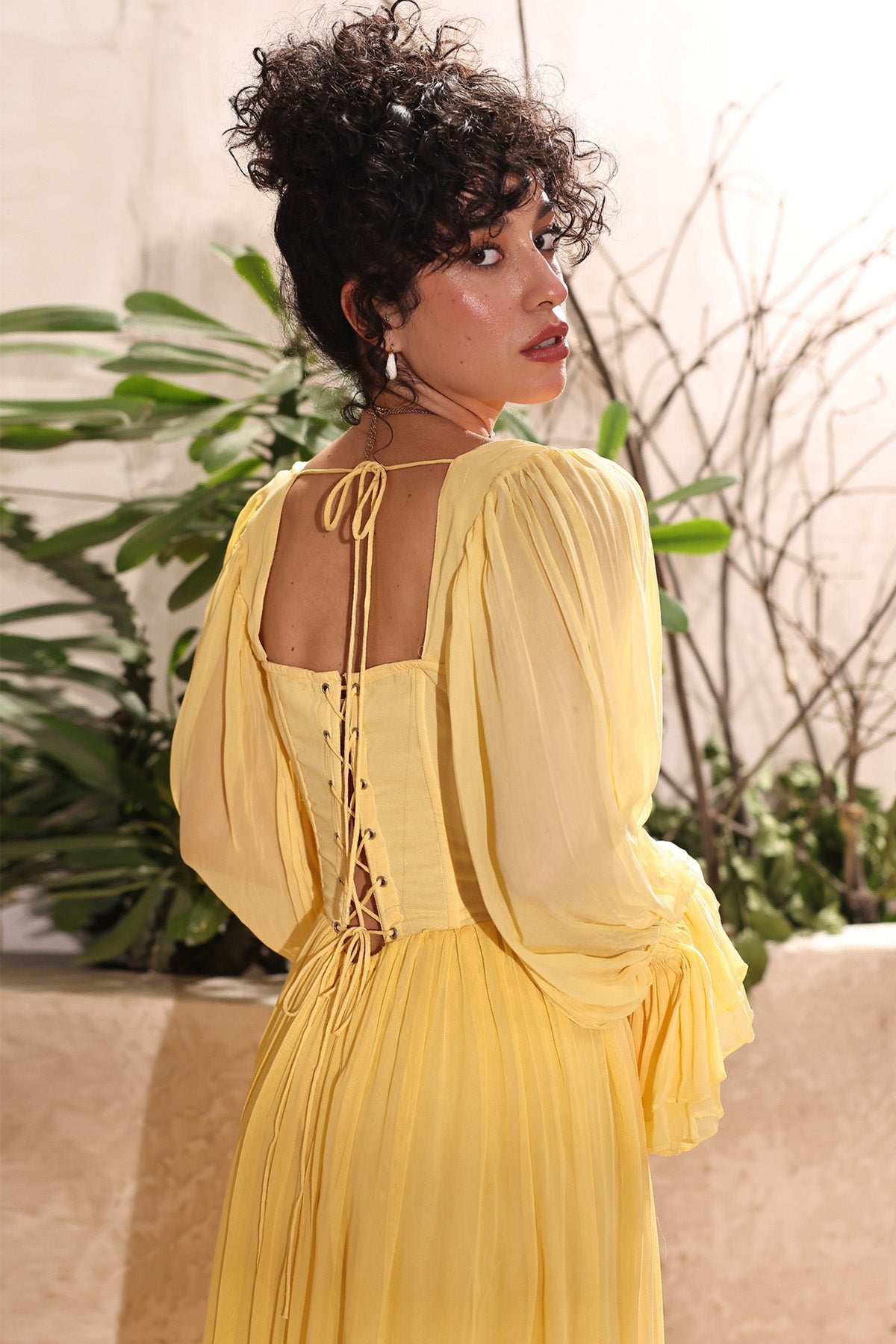 Yellow Georgette Flowing Dress