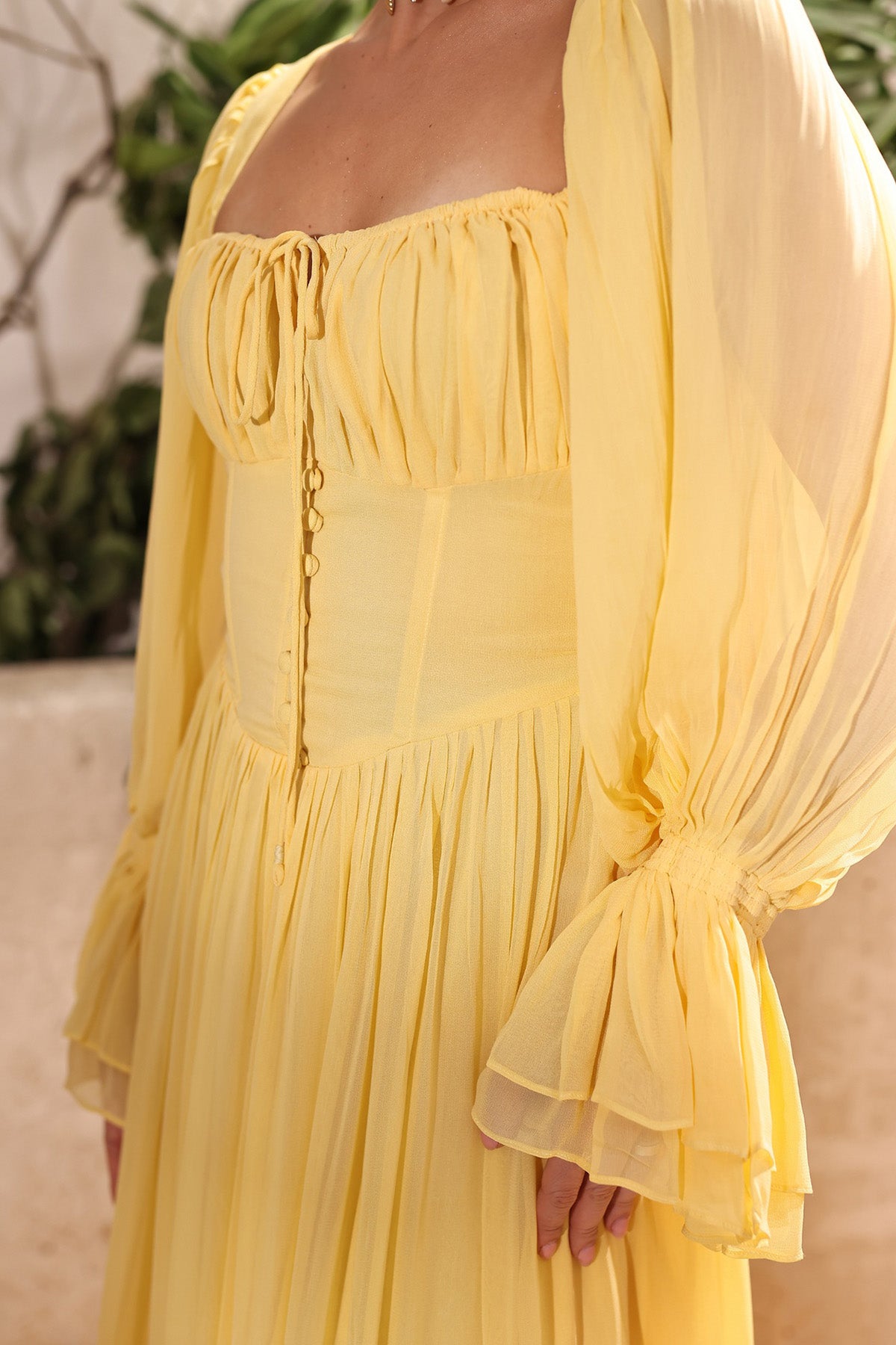 Yellow Georgette Flowing Dress