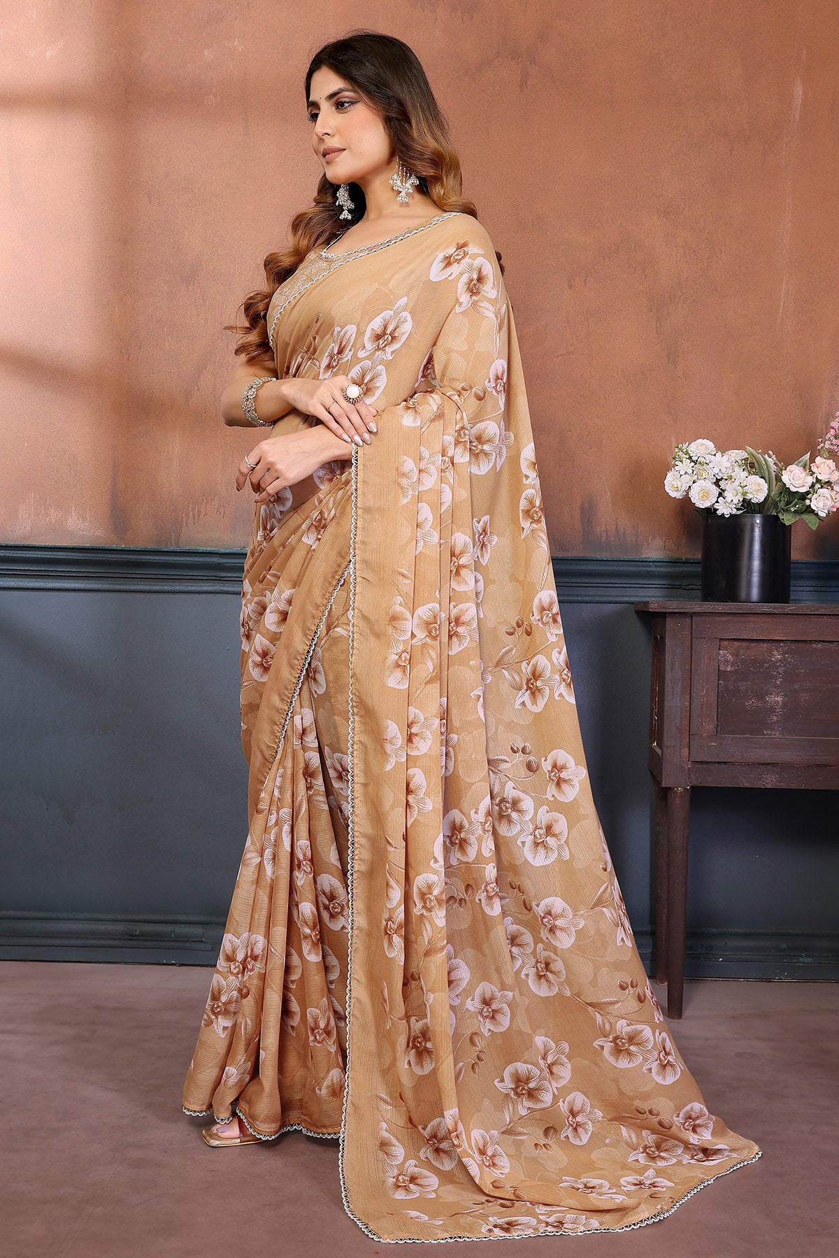 Yellow Georgette Sharmili Saree