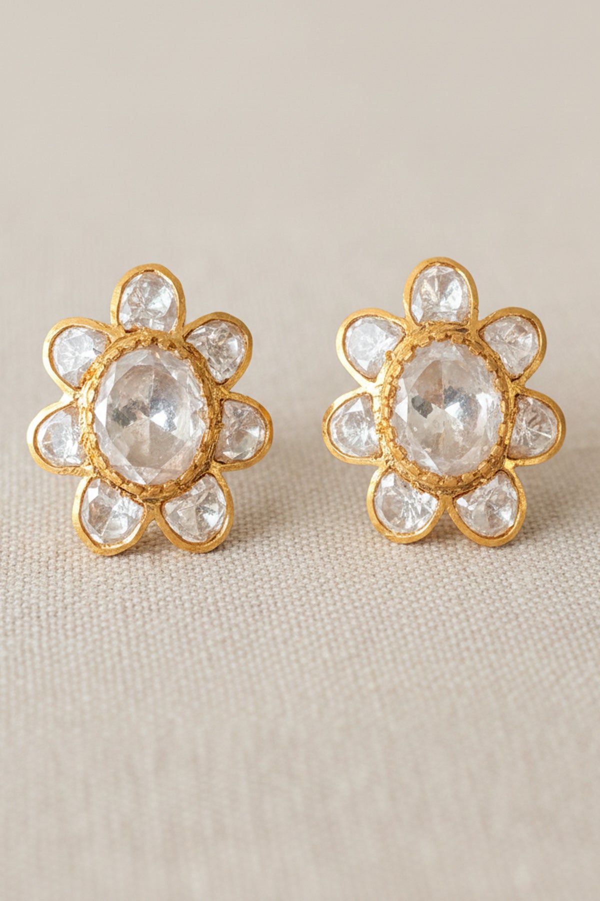 Yellow Gold Flower Stud Earring