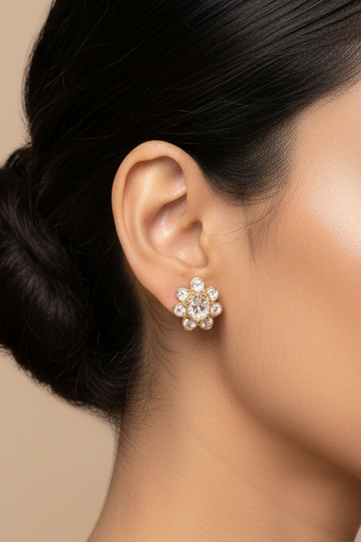 Buy Yellow Gold Flower Stud Earring Set for women by Sica online available at scrollnshops