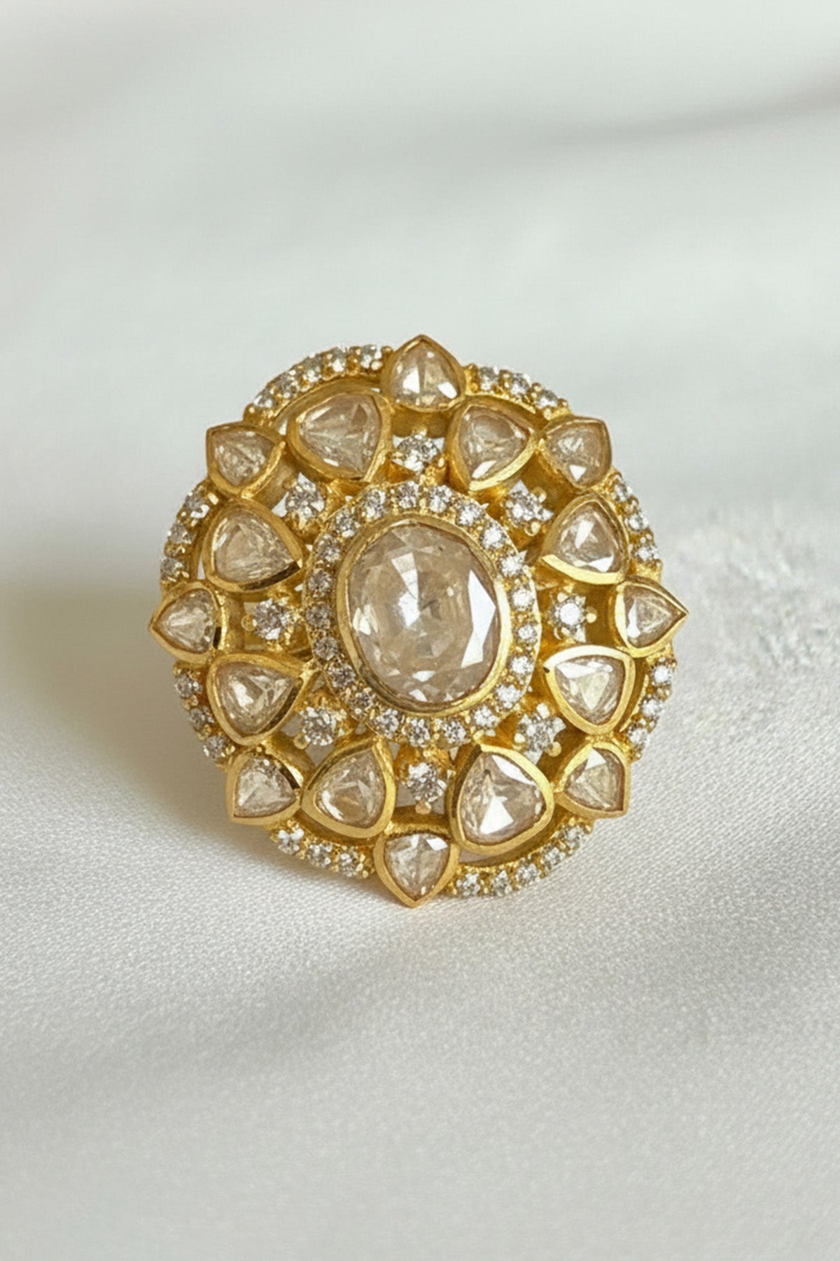 Yellow Gold Plating Floral Ring