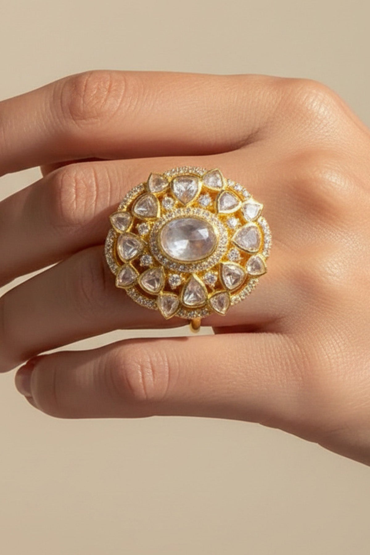 Buy Yellow Gold Plating Floral Ring for women by Sica online available at scrollnshops