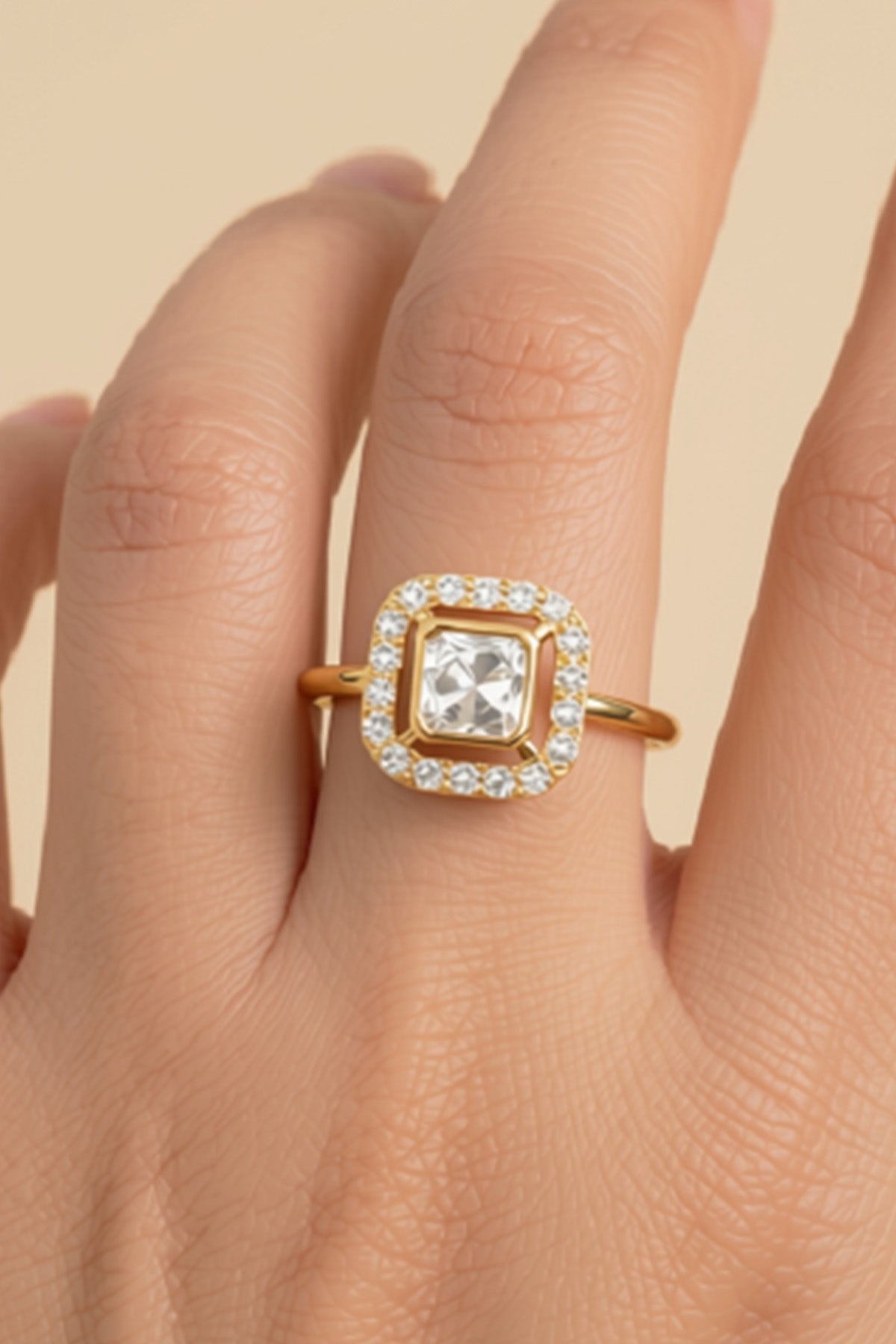 Buy Yellow Gold Plating Square Ring for women by Sica online available at scrollnshops