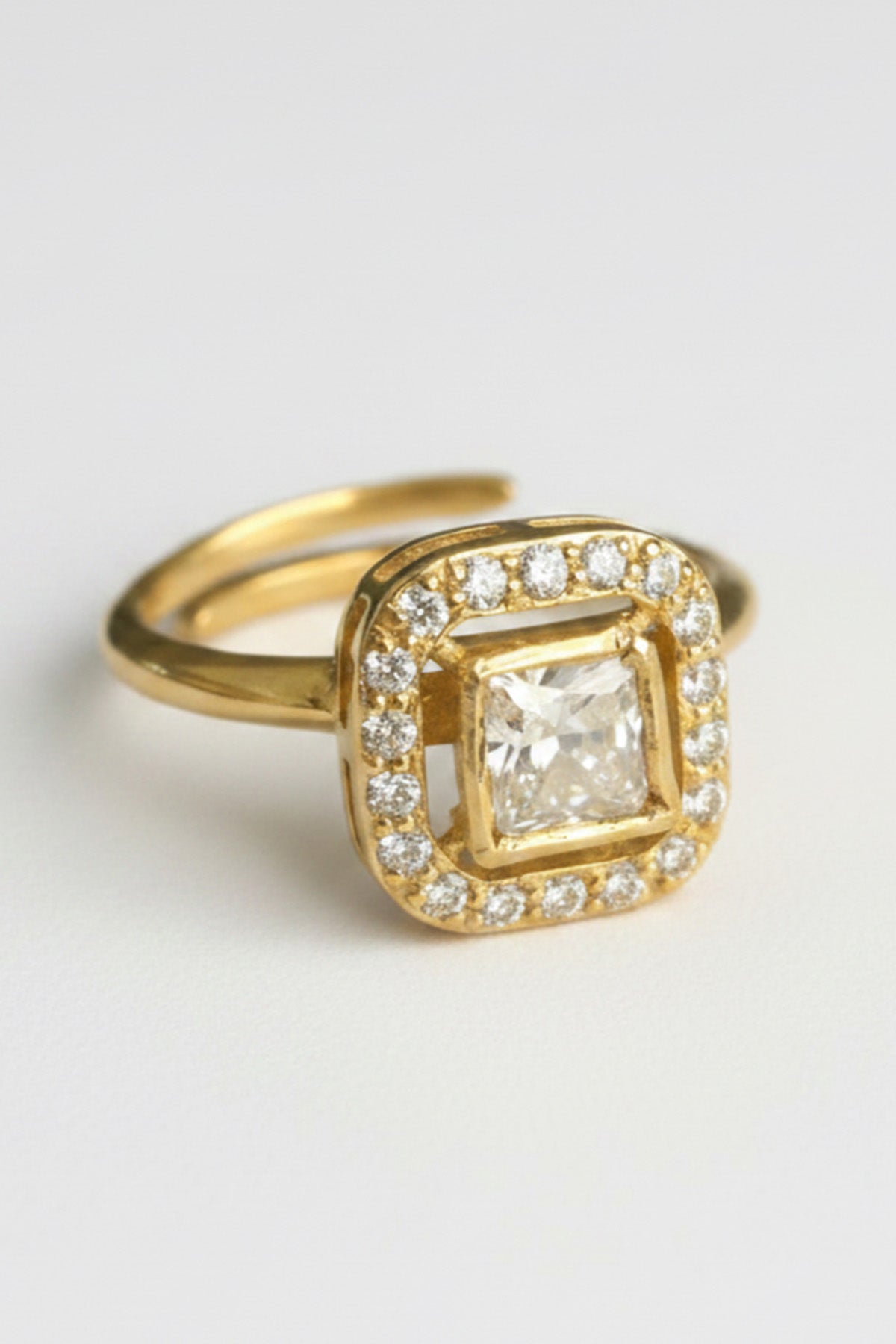 Yellow Gold Plating Square Ring