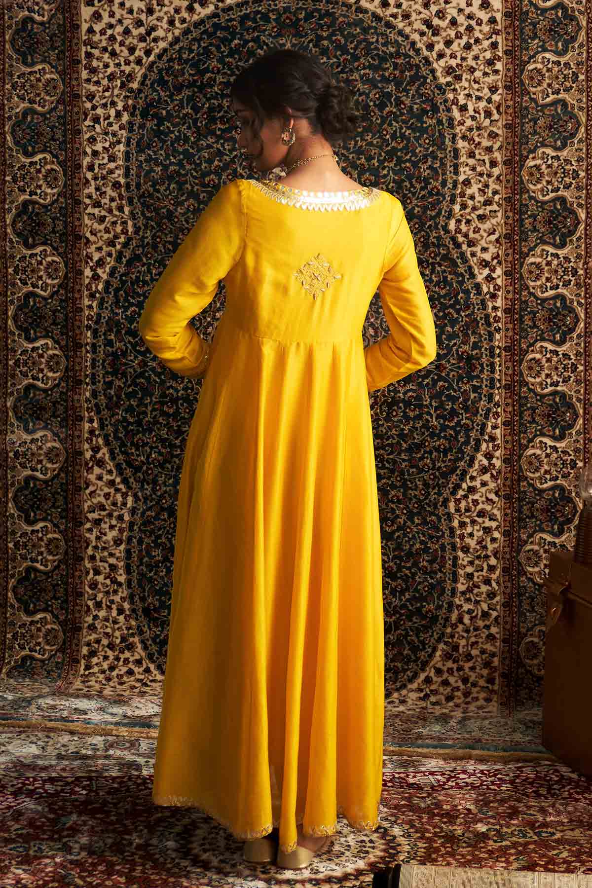 Yellow Gota Choga Kurta Set