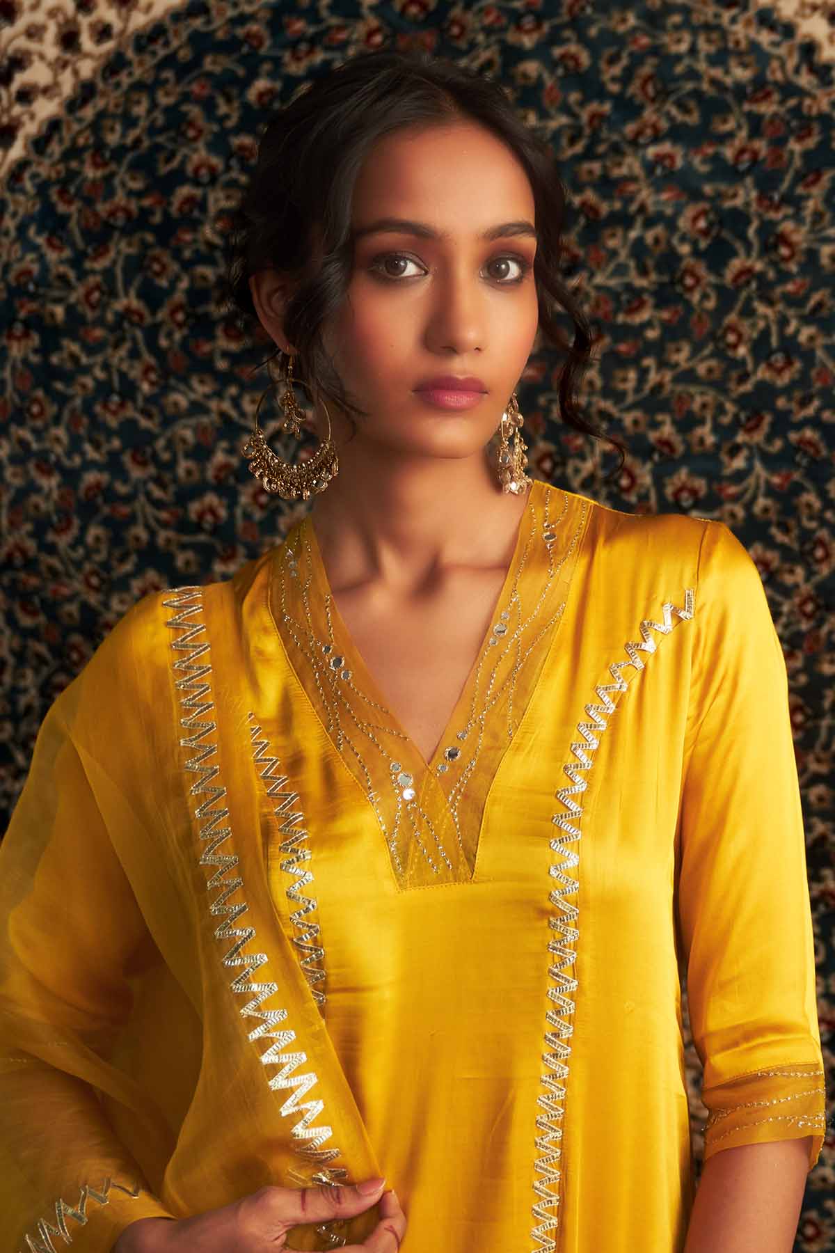 Yellow Gota Detail Kurta Set
