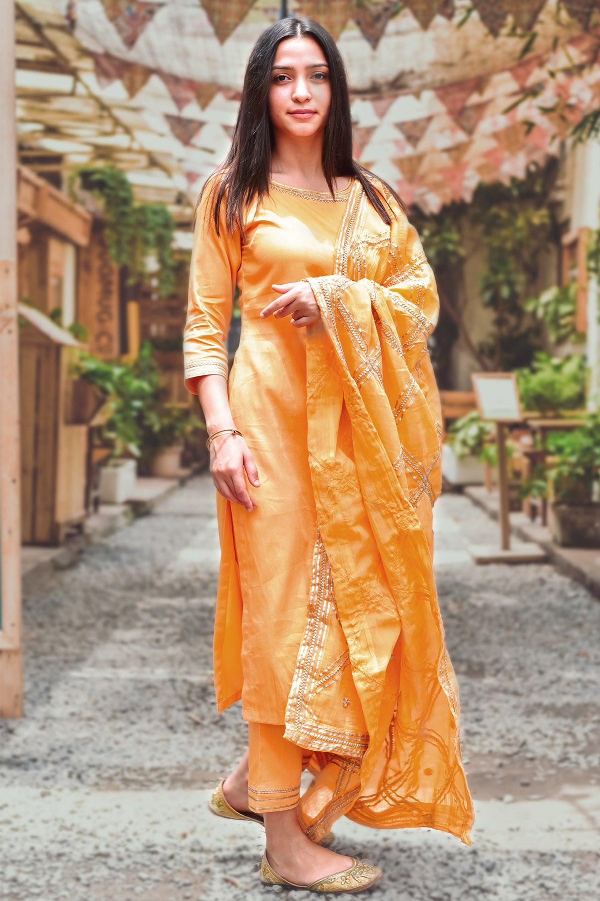 Yellow Gota Patti Work Kurta Set