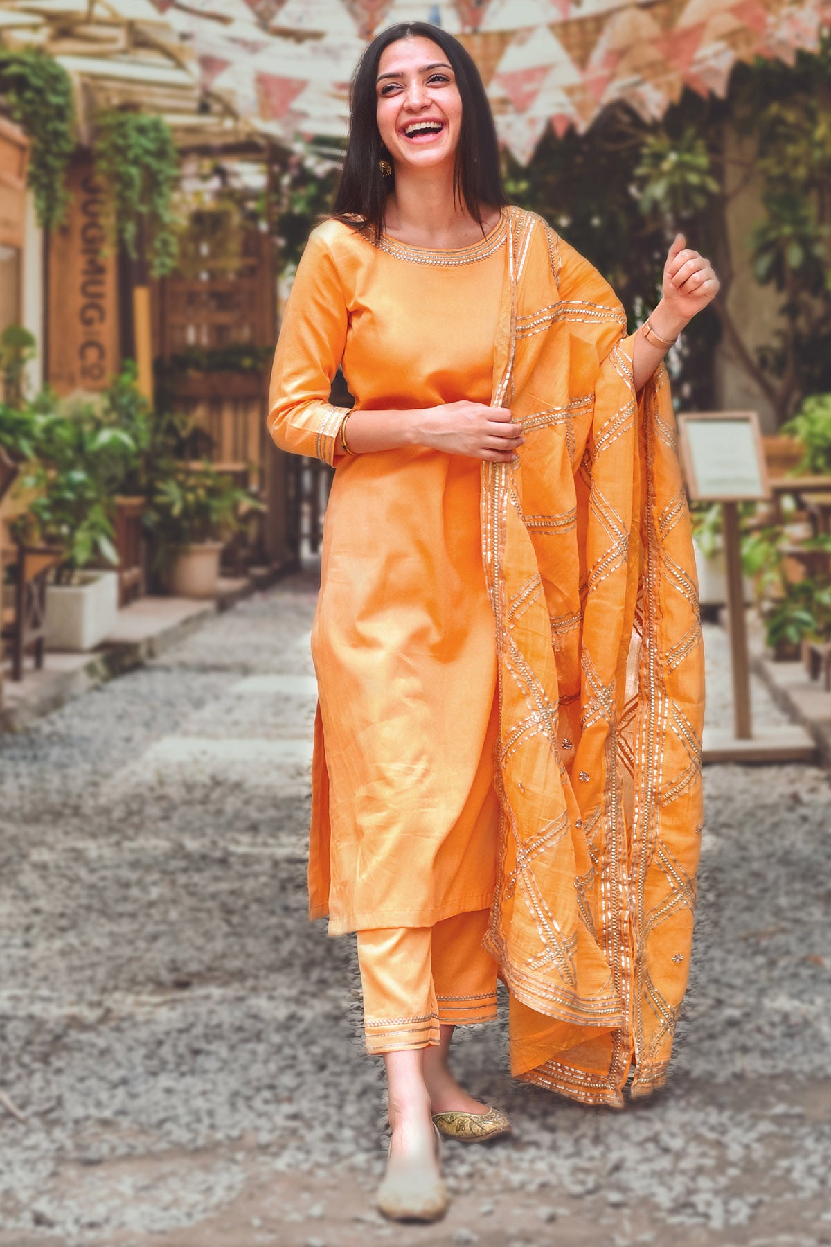 Yellow Gota Patti Work Kurta Set