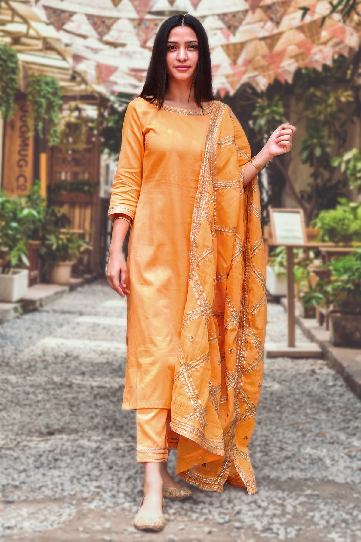 Buy Yellow Gota Patti Work Kurta Set by The Hemming Bird for women online at ScrollnShops