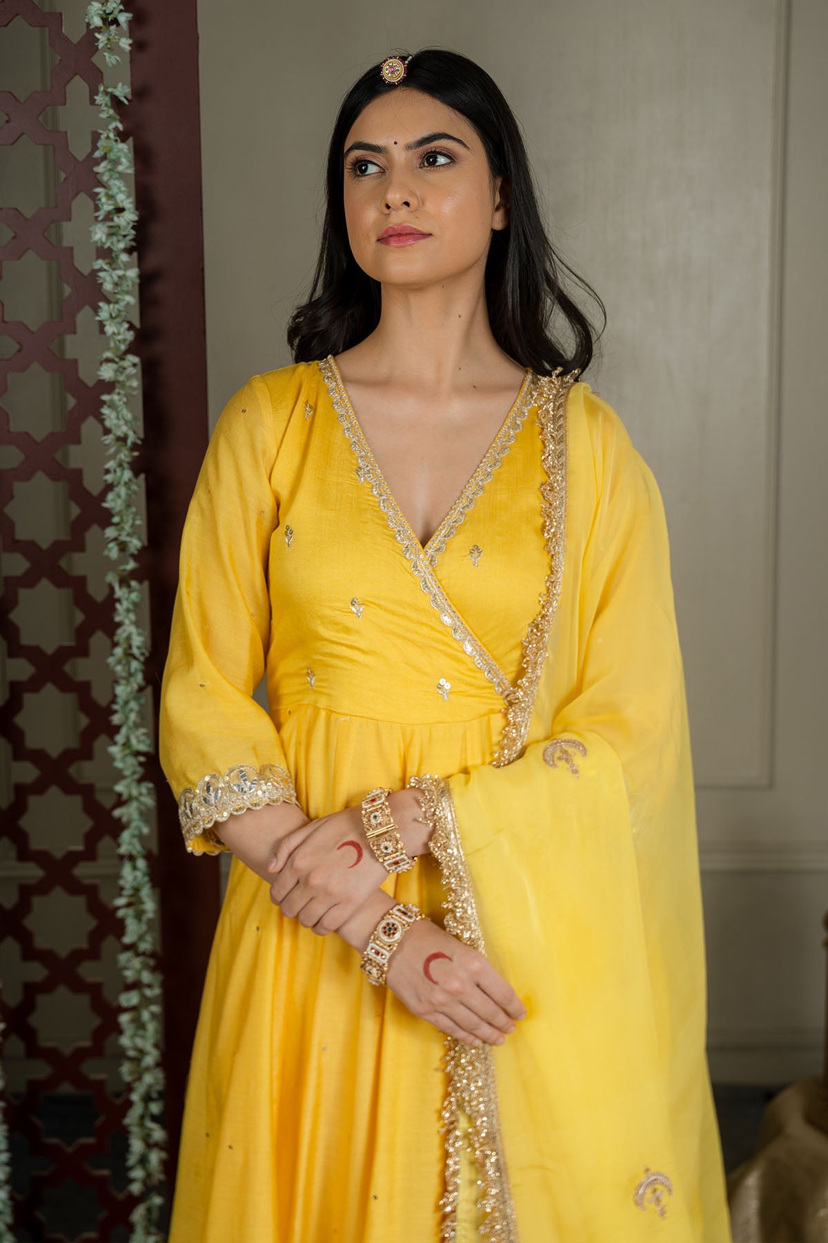 Yellow Gotawork Anarkali Set