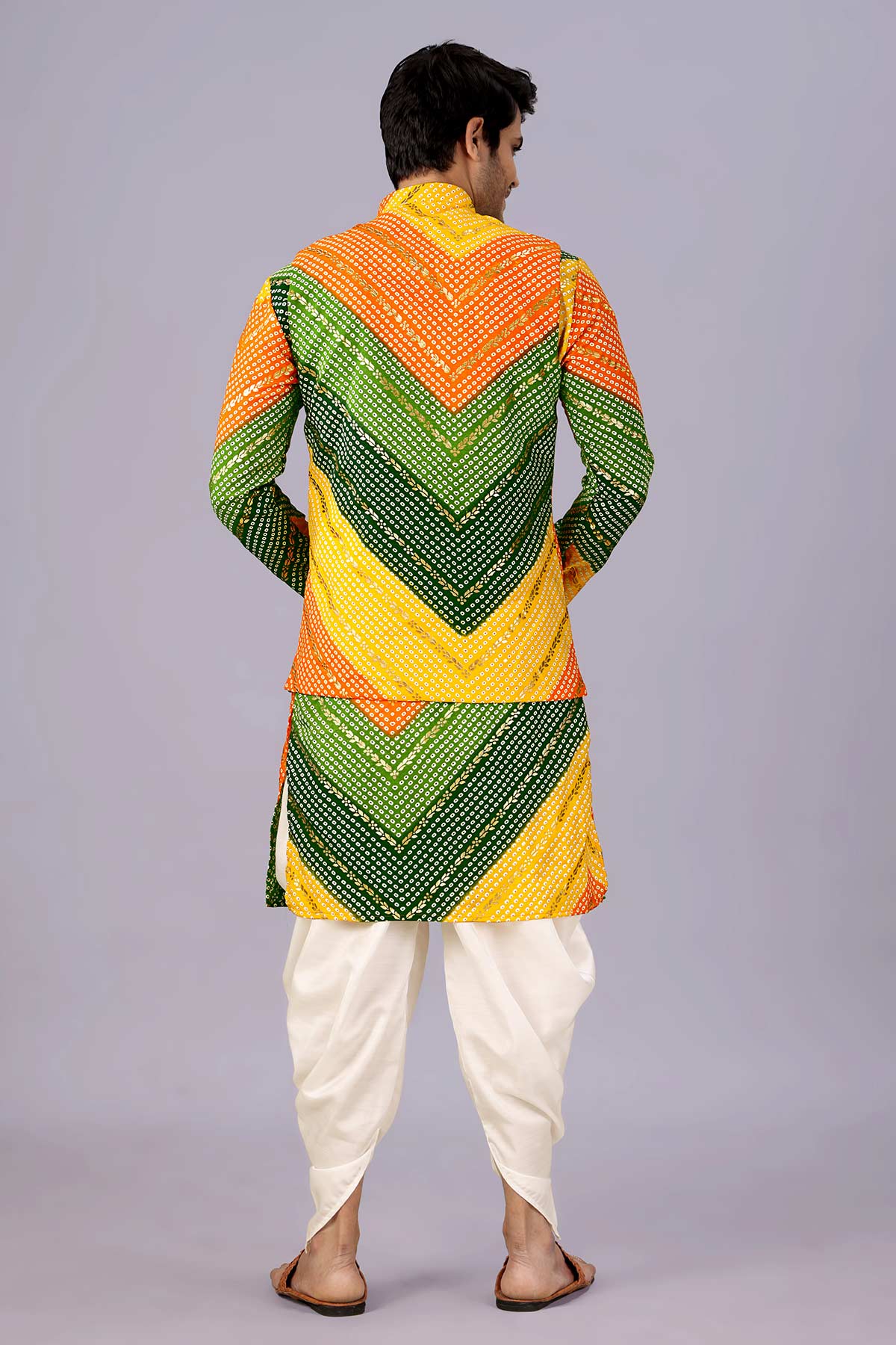 Yellow Green Bandhani Bundi Set