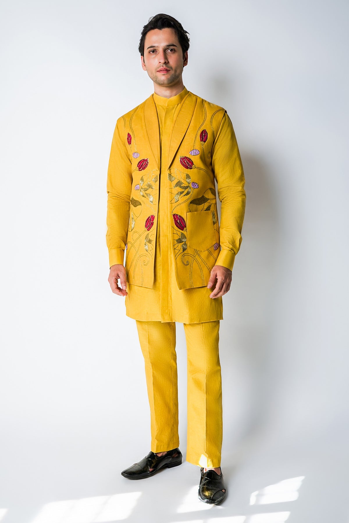 Buy Yellow Hammered Kasab Bundi Set for men by House of Sheriff online available at scrollnshops