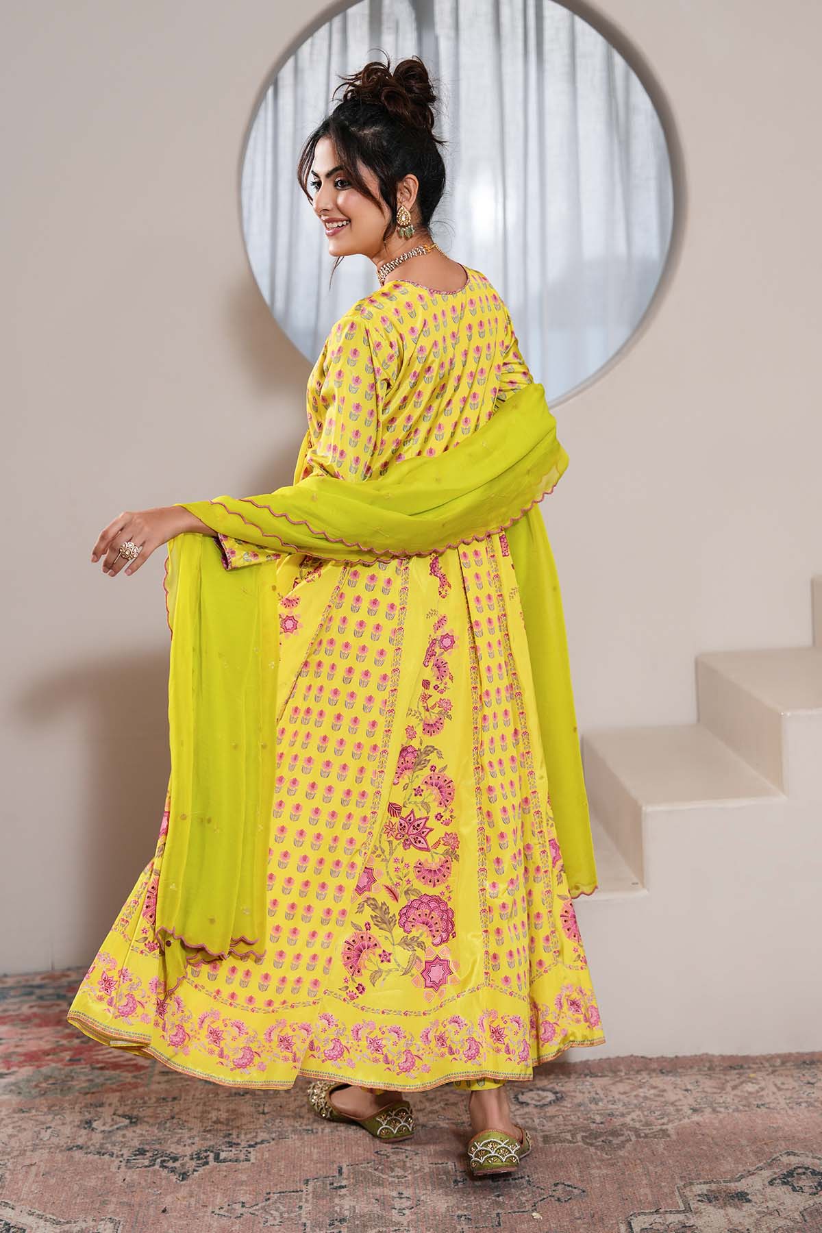 Yellow Hand Embroidered Anarkali