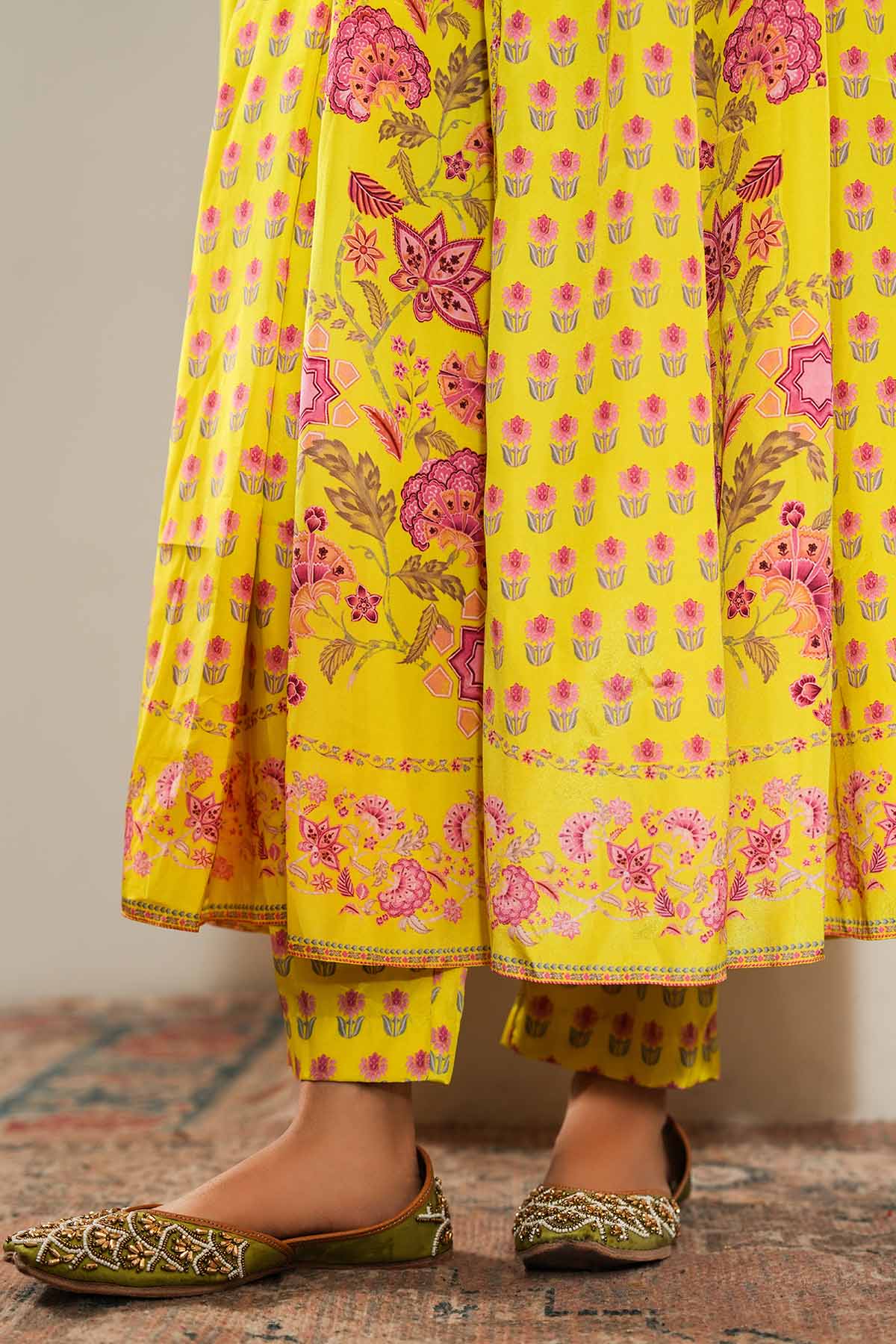 Buy Yellow Hand Embroidered Anarkali by Ugna by Unnati for women online at ScrollnShops