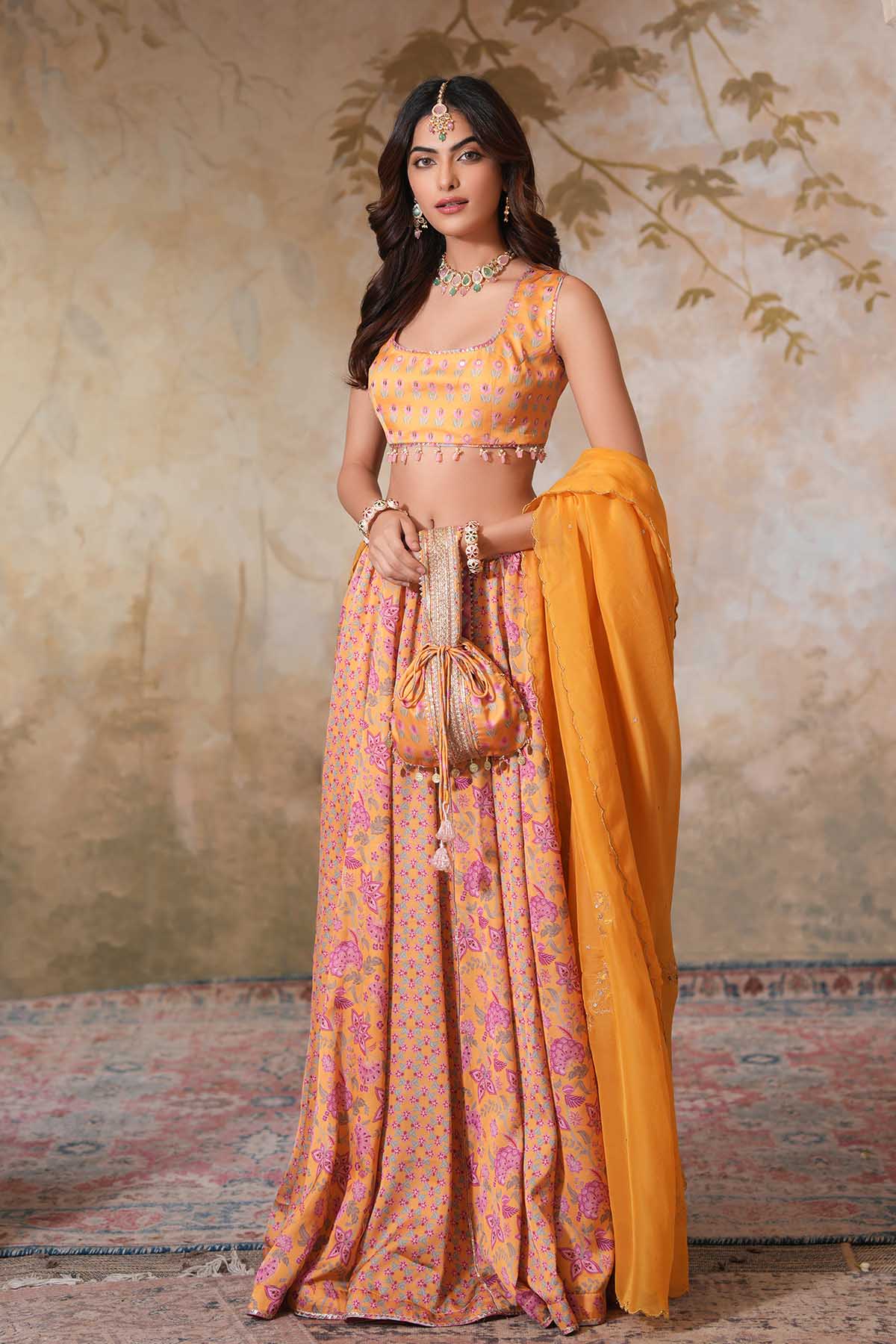 Yellow Hand Embroidered Dupatta