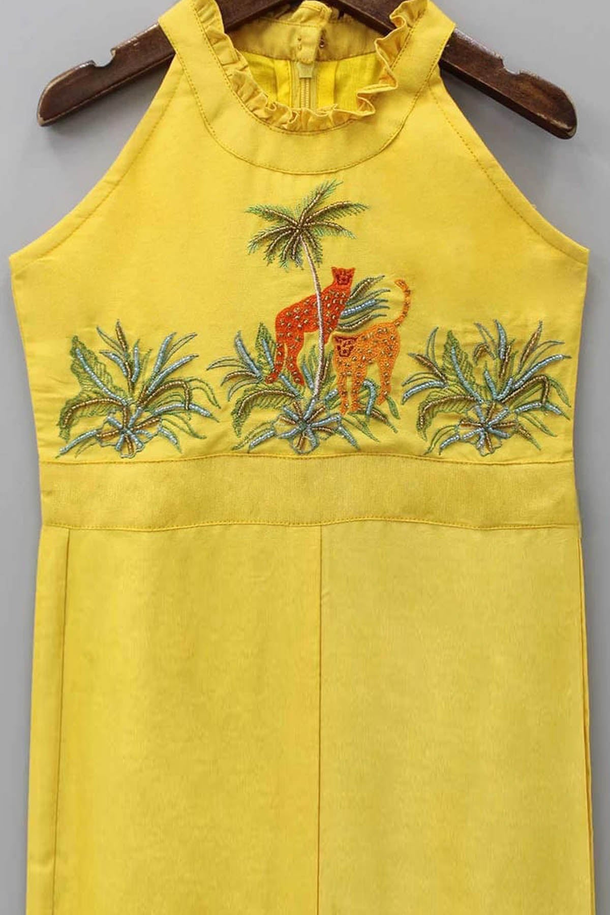 Yellow Hand Embroidered Jumpsuit