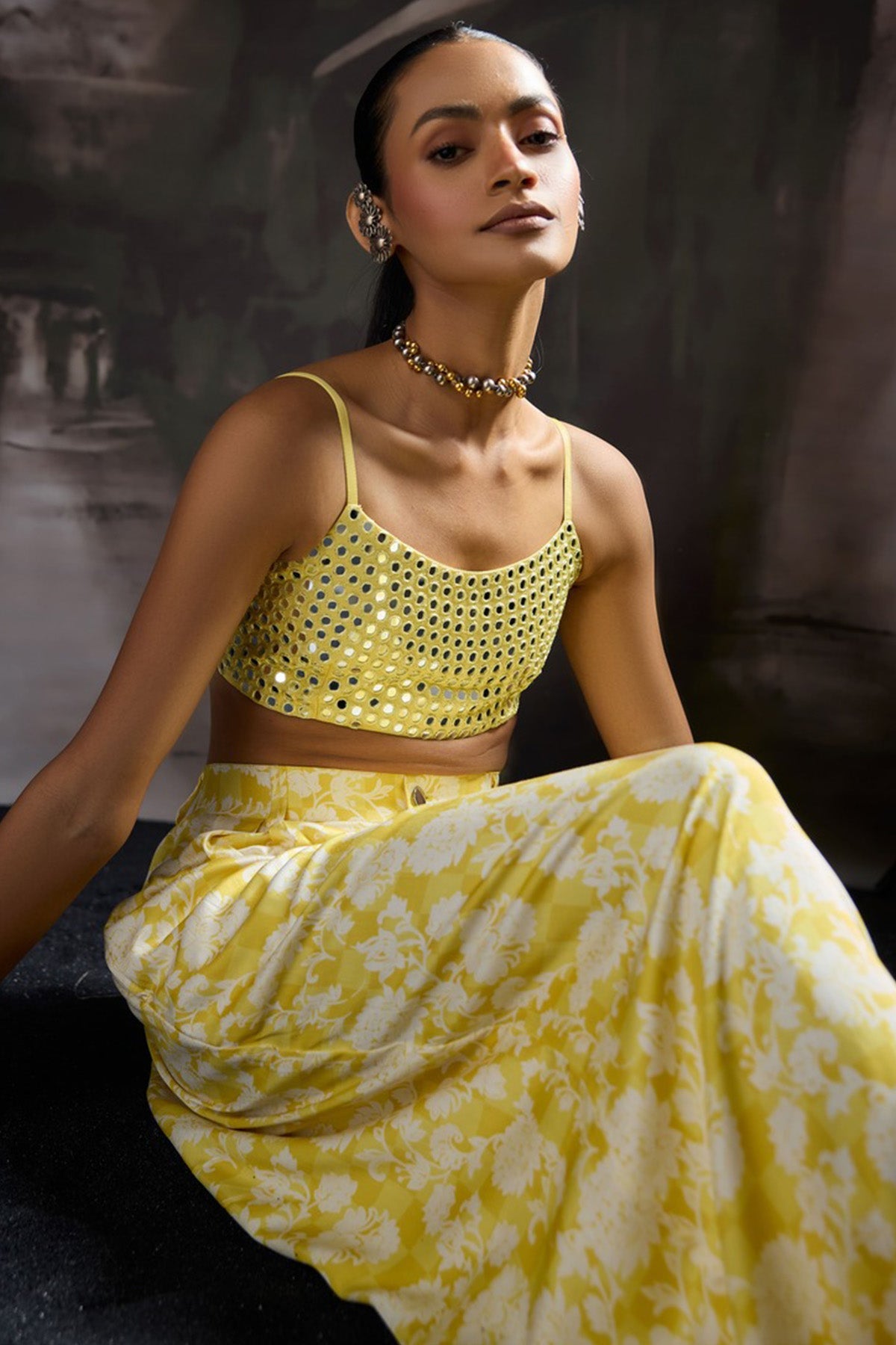 Buy Yellow Hand Embroidery Bralette for women by ADK online available at scrollnshops