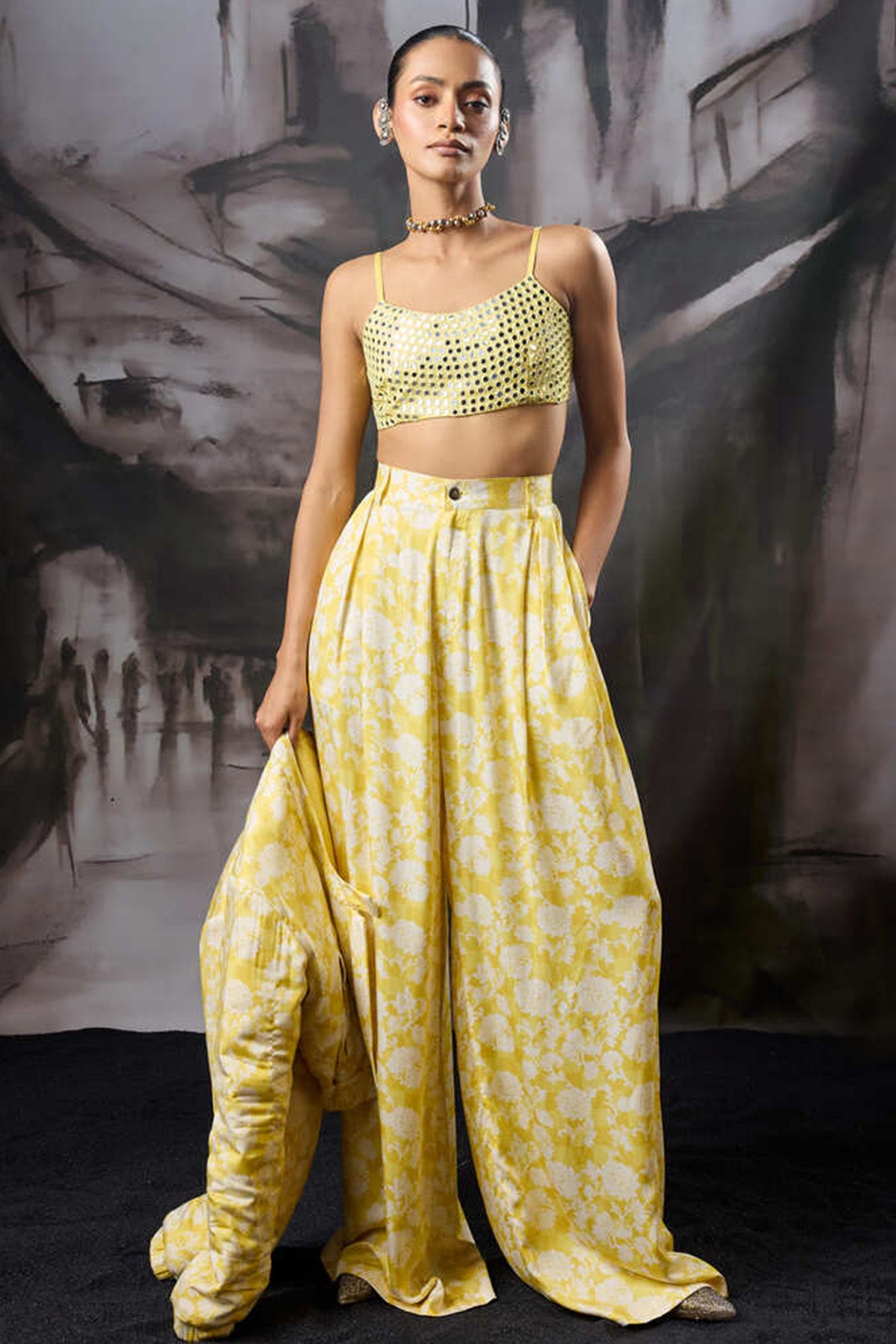 Yellow Hand Embroidery Bralette