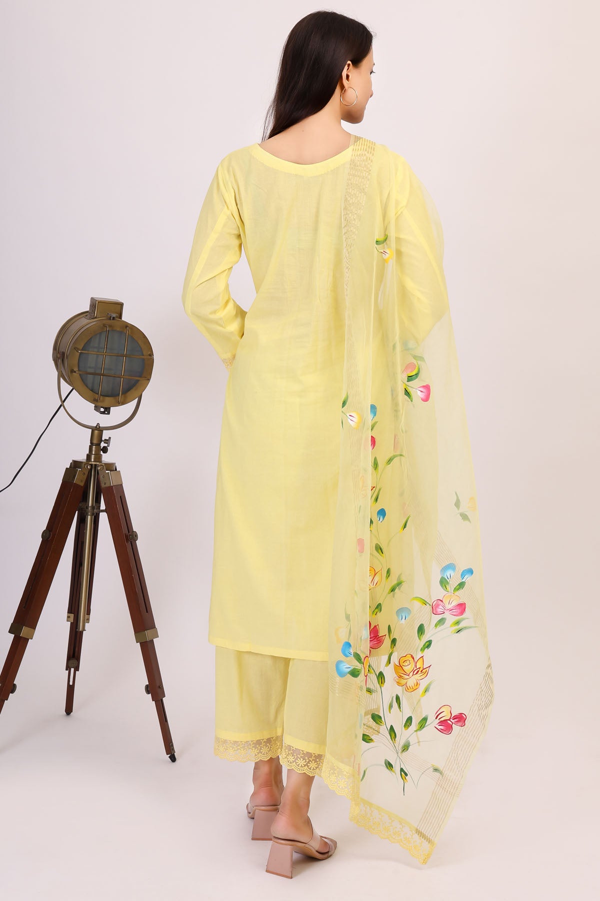 Yellow Hand Painted Kurta Set