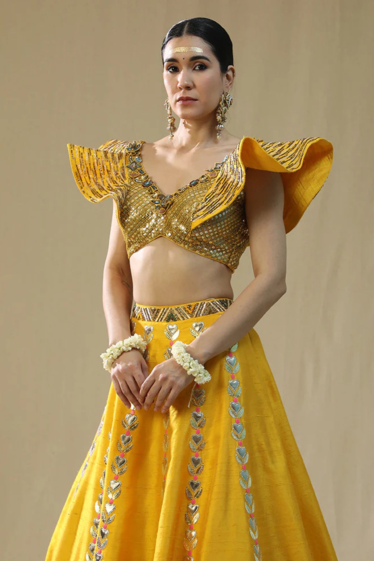 Yellow Handpainted Lehenga Set