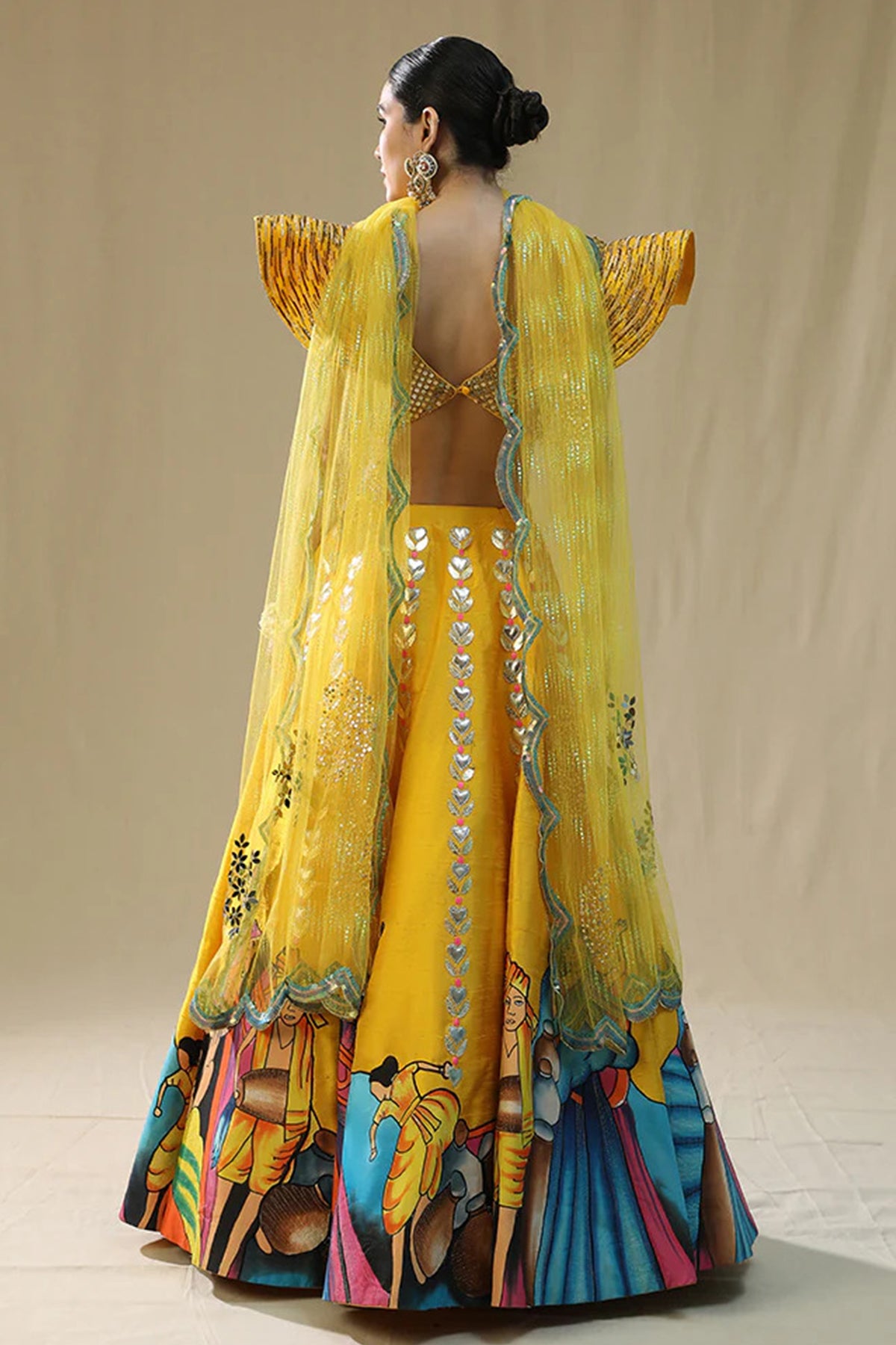Yellow Handpainted Lehenga Set