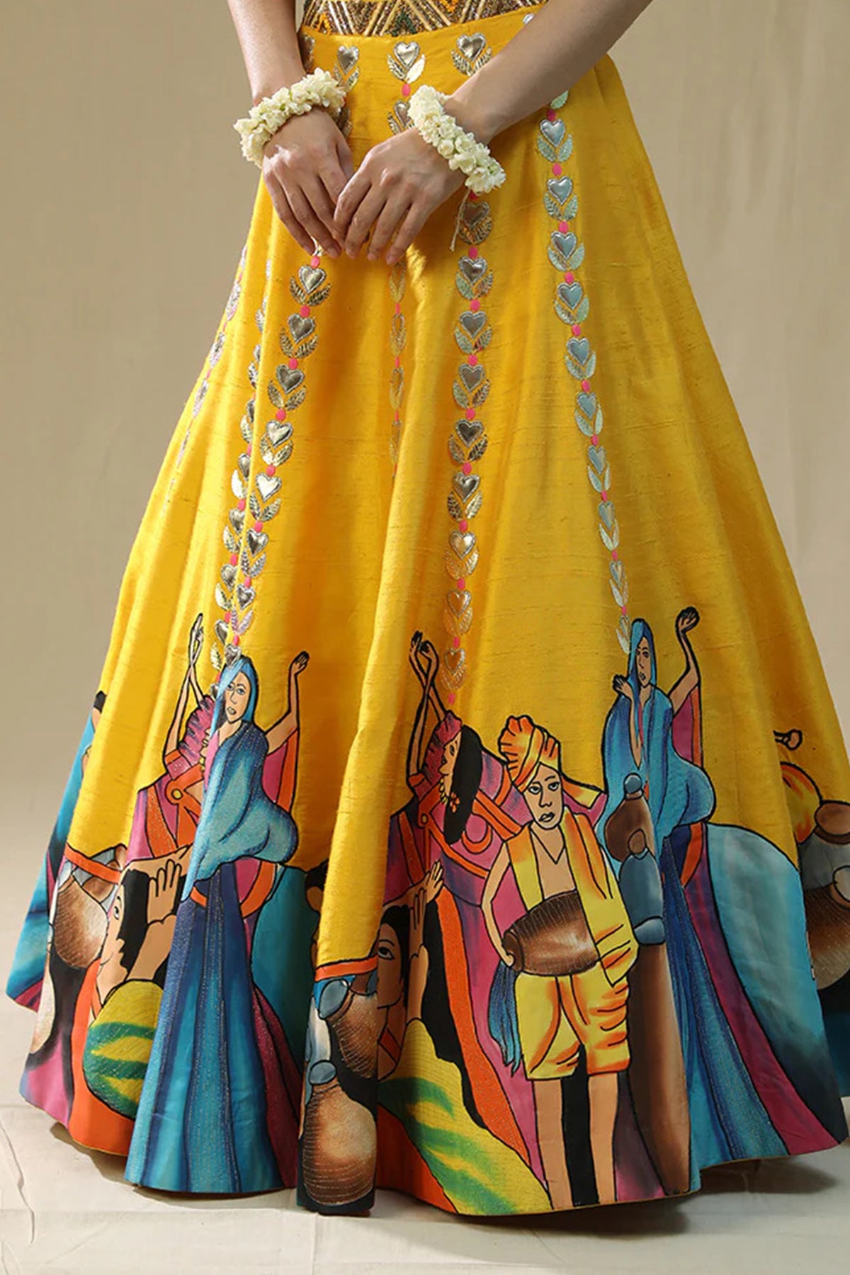 Yellow Handpainted Lehenga Set