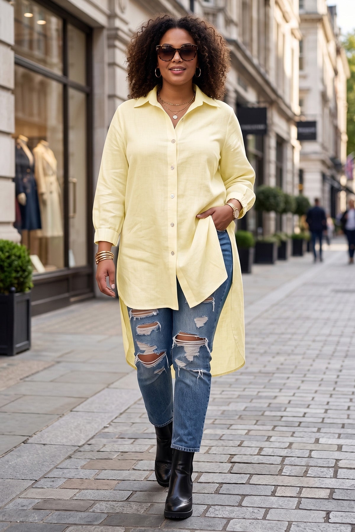 Buy Yellow High Low Buttoned Shirt for women by Sneha B online available at scrollnshops